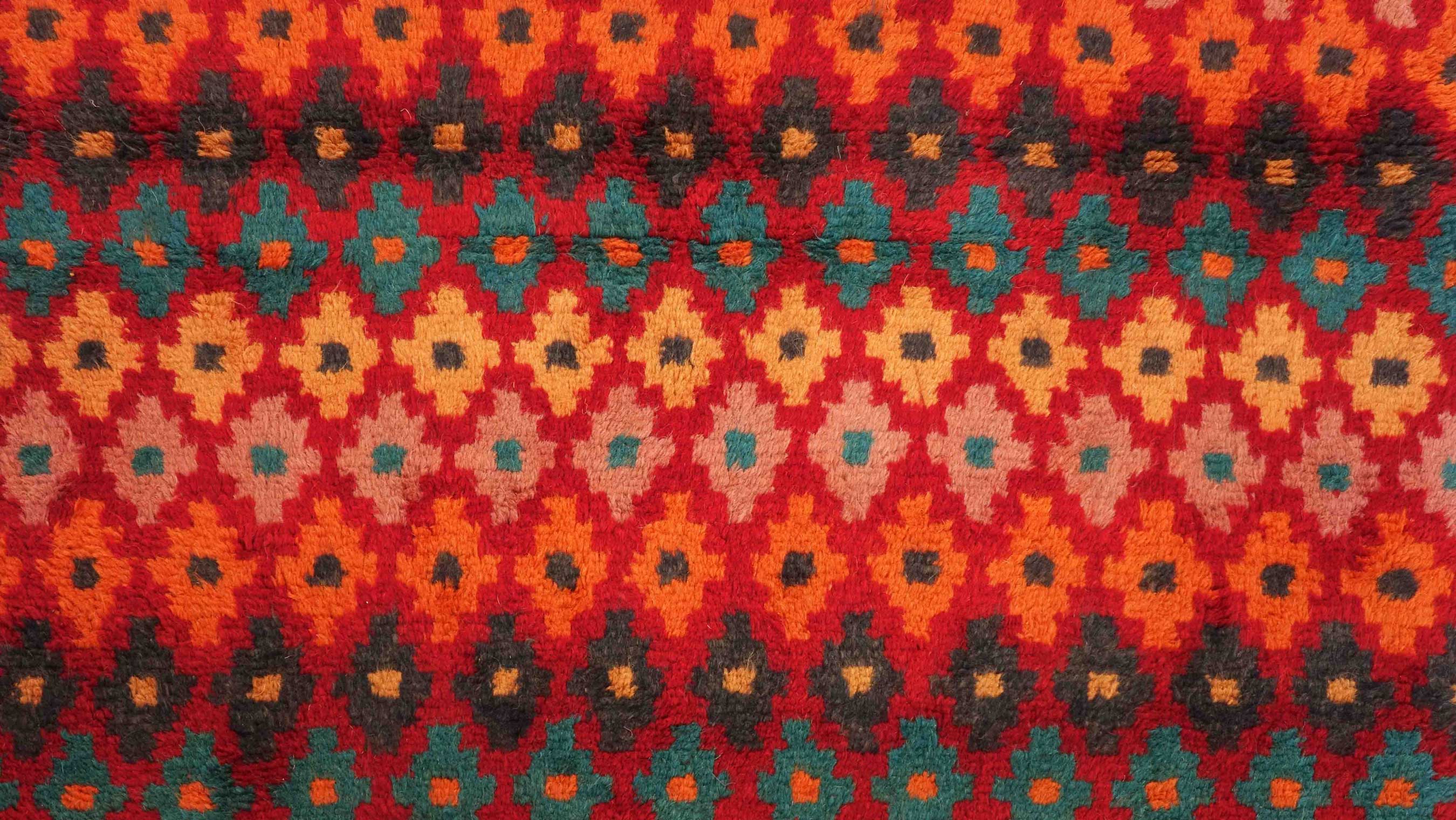 Gabbeh Teppich 110x170 Handgeknüpft Rot Streifen Orientalisch UNIKAT Kurzflor