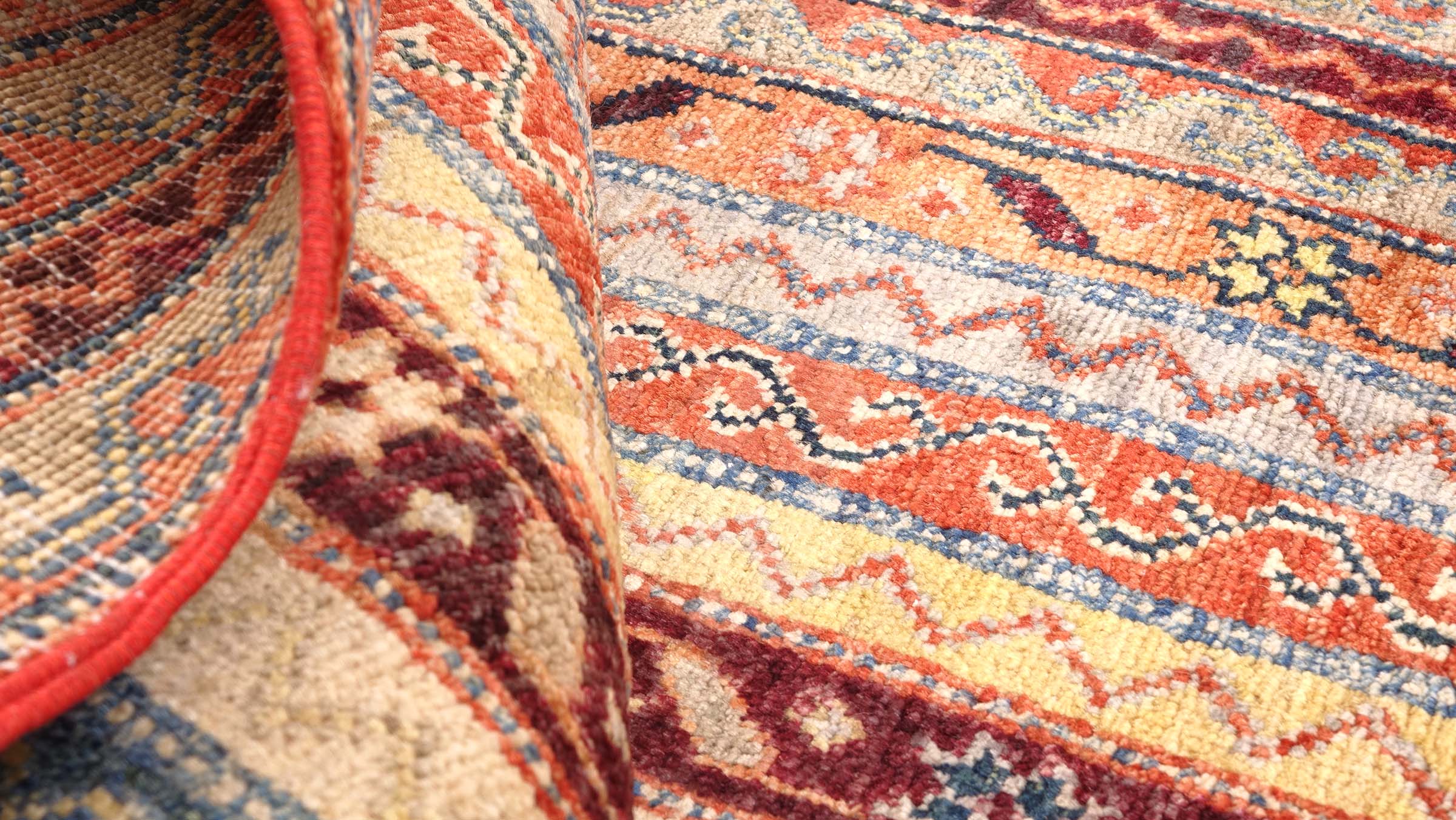 Afghan Khorjin Shaal Teppich 100x150 Handgeknüpft Grau Streifen Orient Kurzflor
