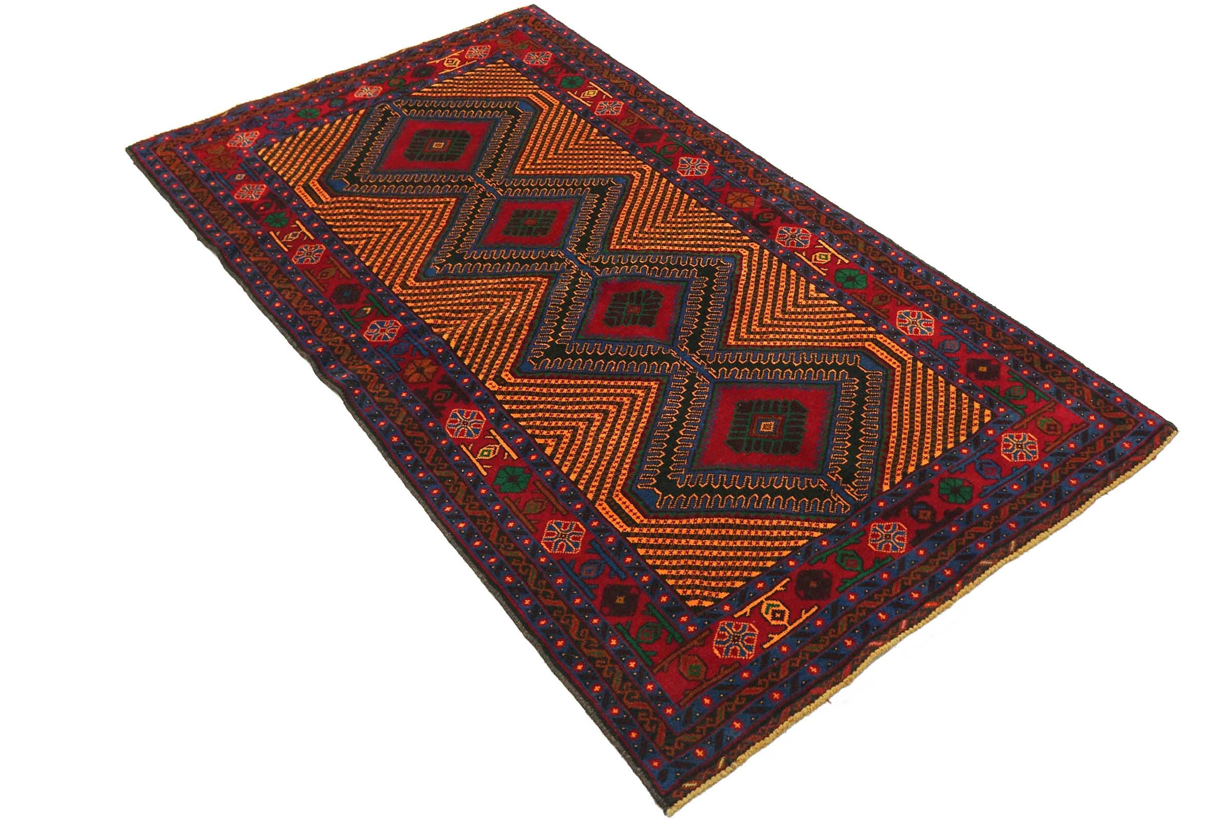Afghan Belutsch Baluch 110x200 Handgeknüpft Orientteppich Beige Geometrisch