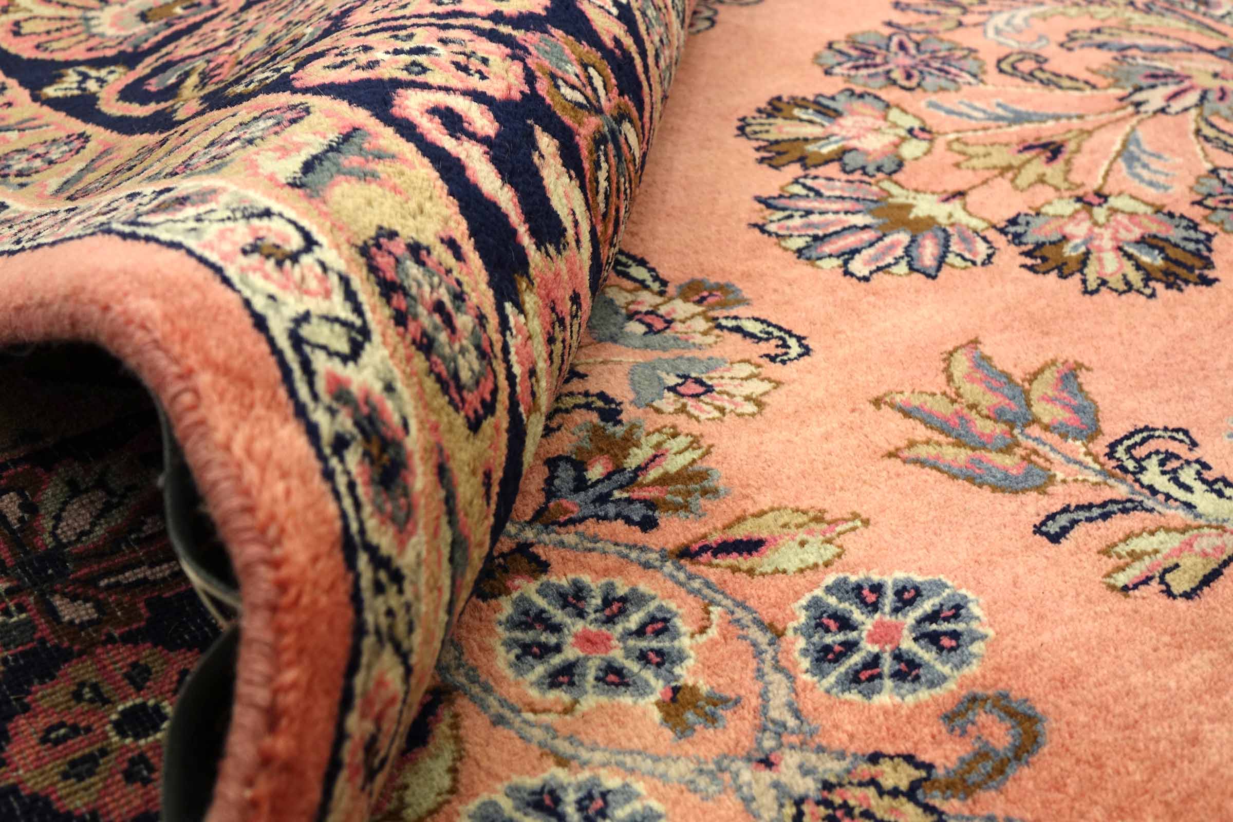 Sarough Teppich 180x290 Handgeknüpft Rosa Floral Wolle Kurzflor Rug