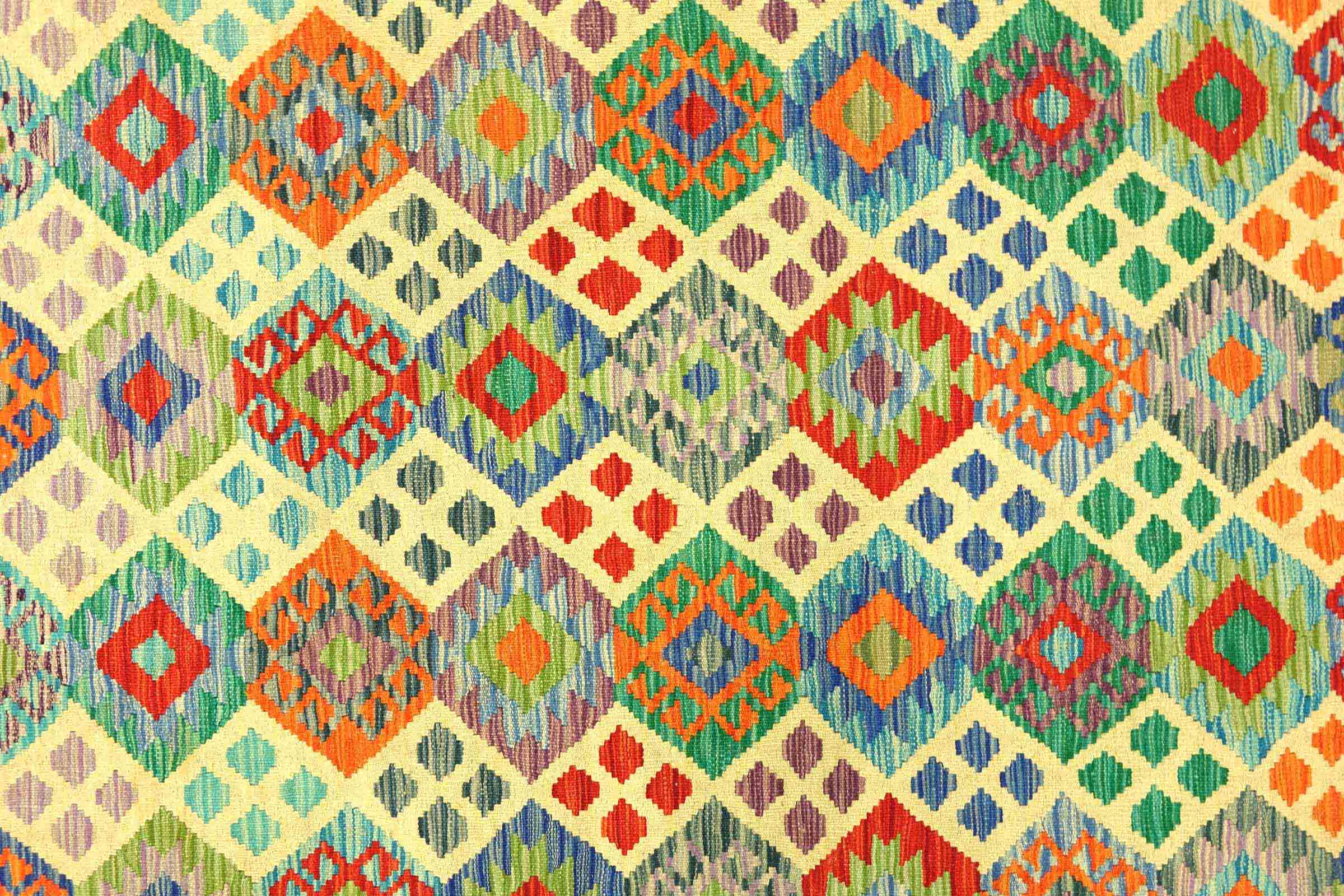 Afghan Maimana Kelim Bunt 250x350 Handgewebt Teppich Bunt Geometrisch Orient