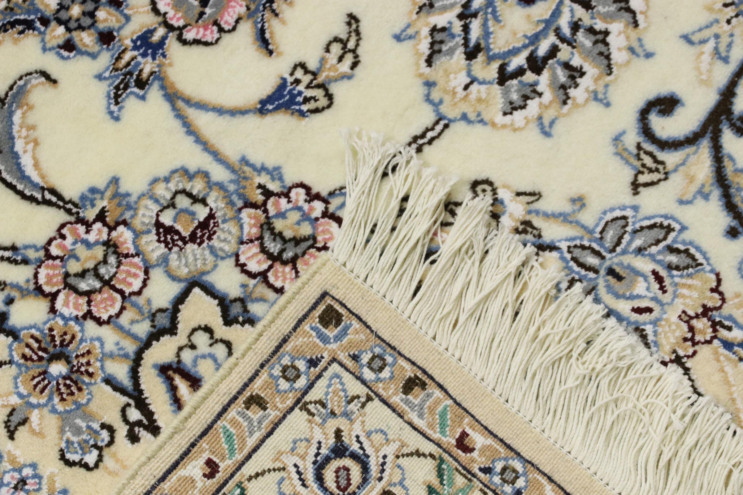 Perserteppich Nain 9LA 300x400 Handgeknüpft Weiß Medaillon Orientalisch UNIKAT Kurzflor