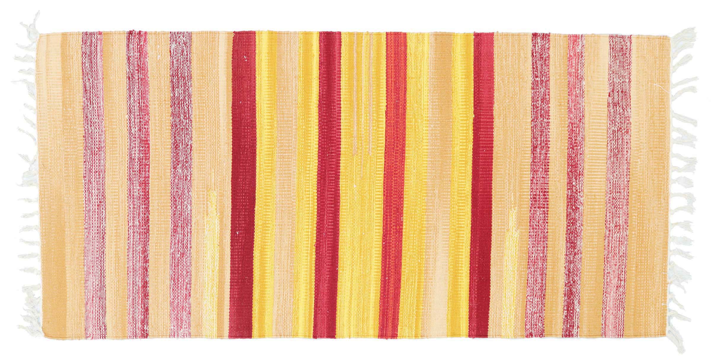 Knallbunter Kelim Teppich 60x120 Handgewebt Mehrfarbig Streifen Handarbeit Gewebt