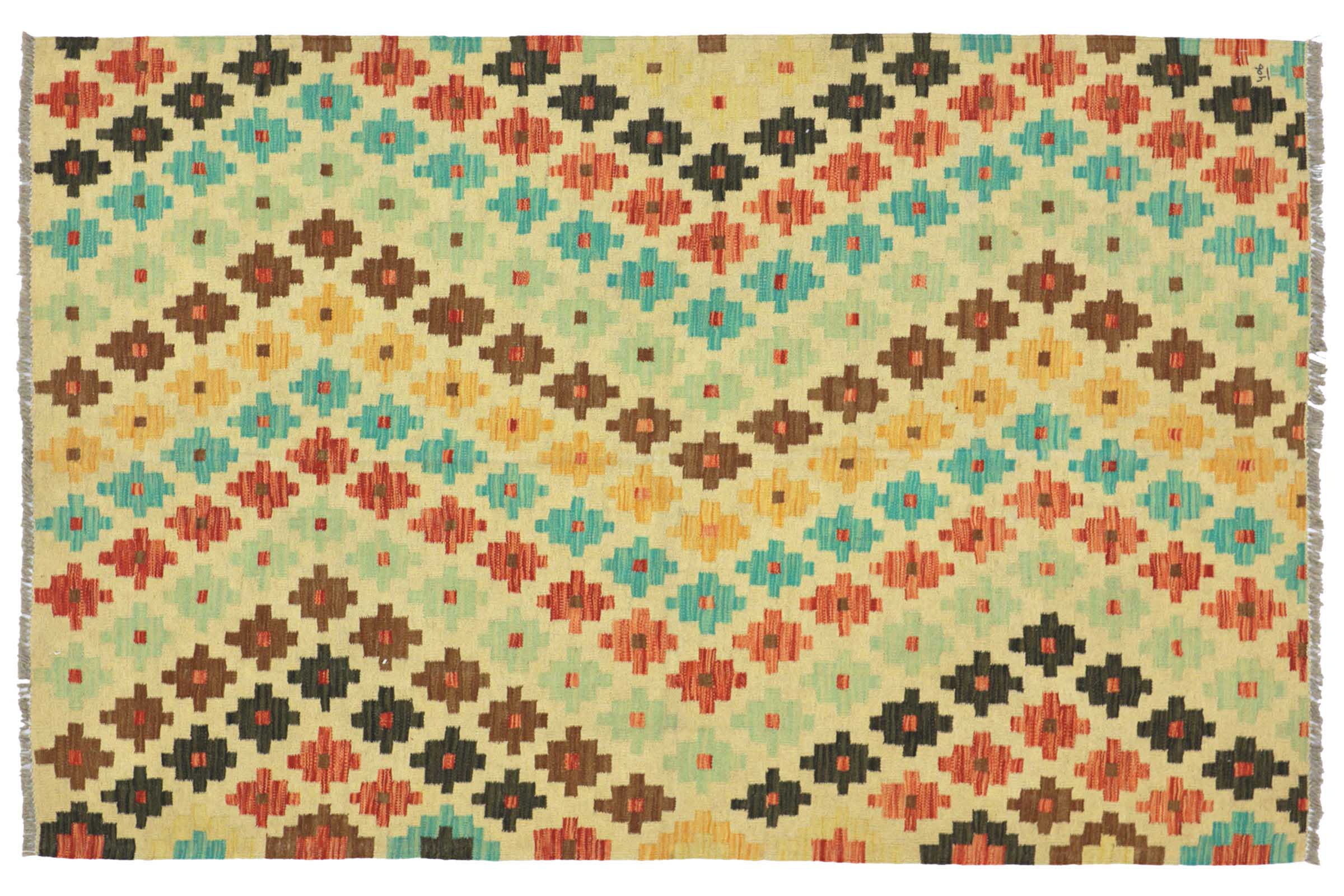 Afghan Maimana Kelim Bunt 150x200 Handgewebt Teppich Bunt Geometrisch Orient