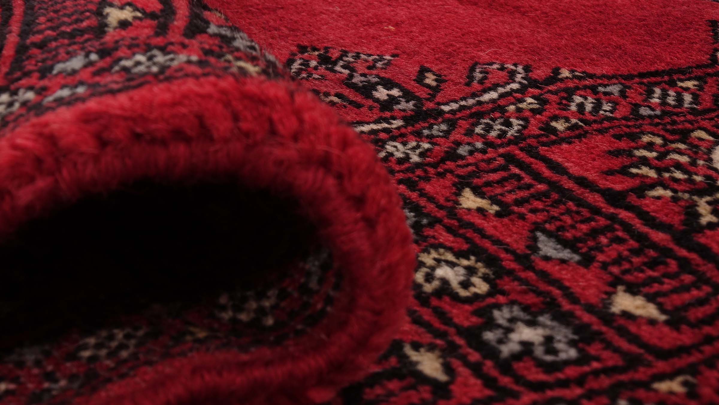 Pakistan Bokhara Teppich 80x300 Handgeknüpft Läufer Rot Geometrisch Orientalisch UNIKAT