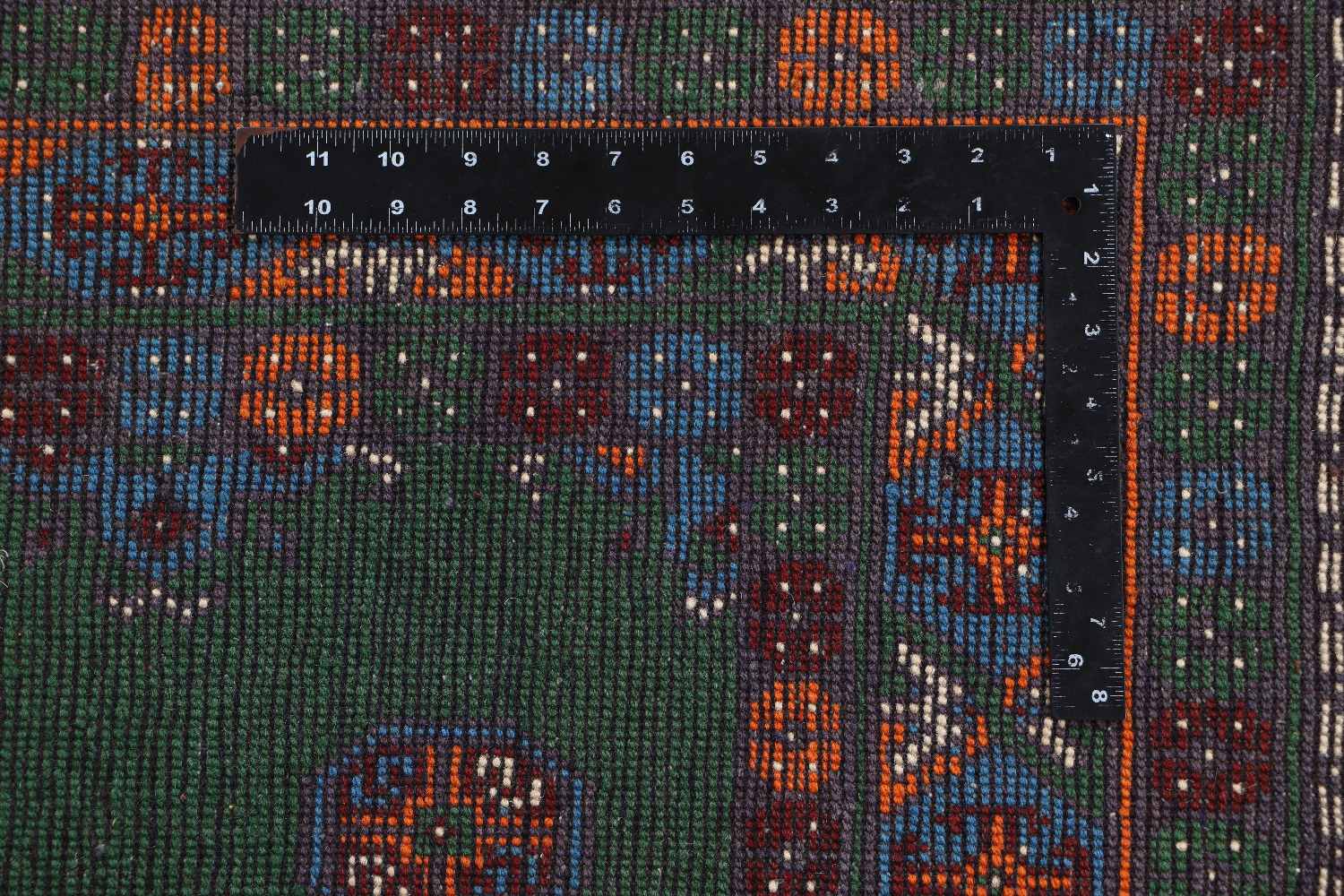 Afghan Akcha Rang Dar Teppich 100x150 Handgeknüpft Grün Durchgemustert Orient Kurzflor