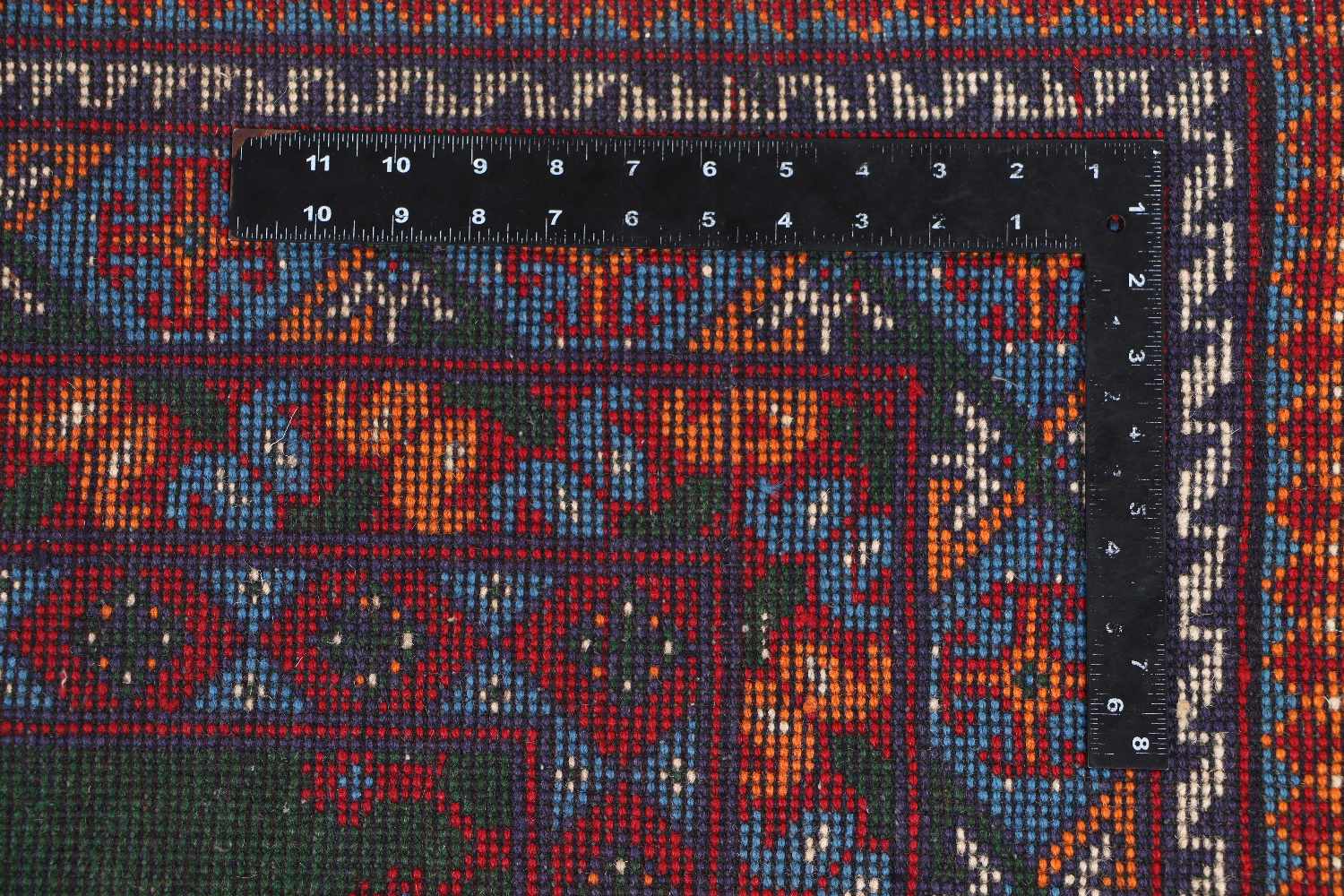 Afghan Akcha Rang Dar Teppich 100x150 Handgeknüpft Grün Durchgemustert Orient Kurzflor