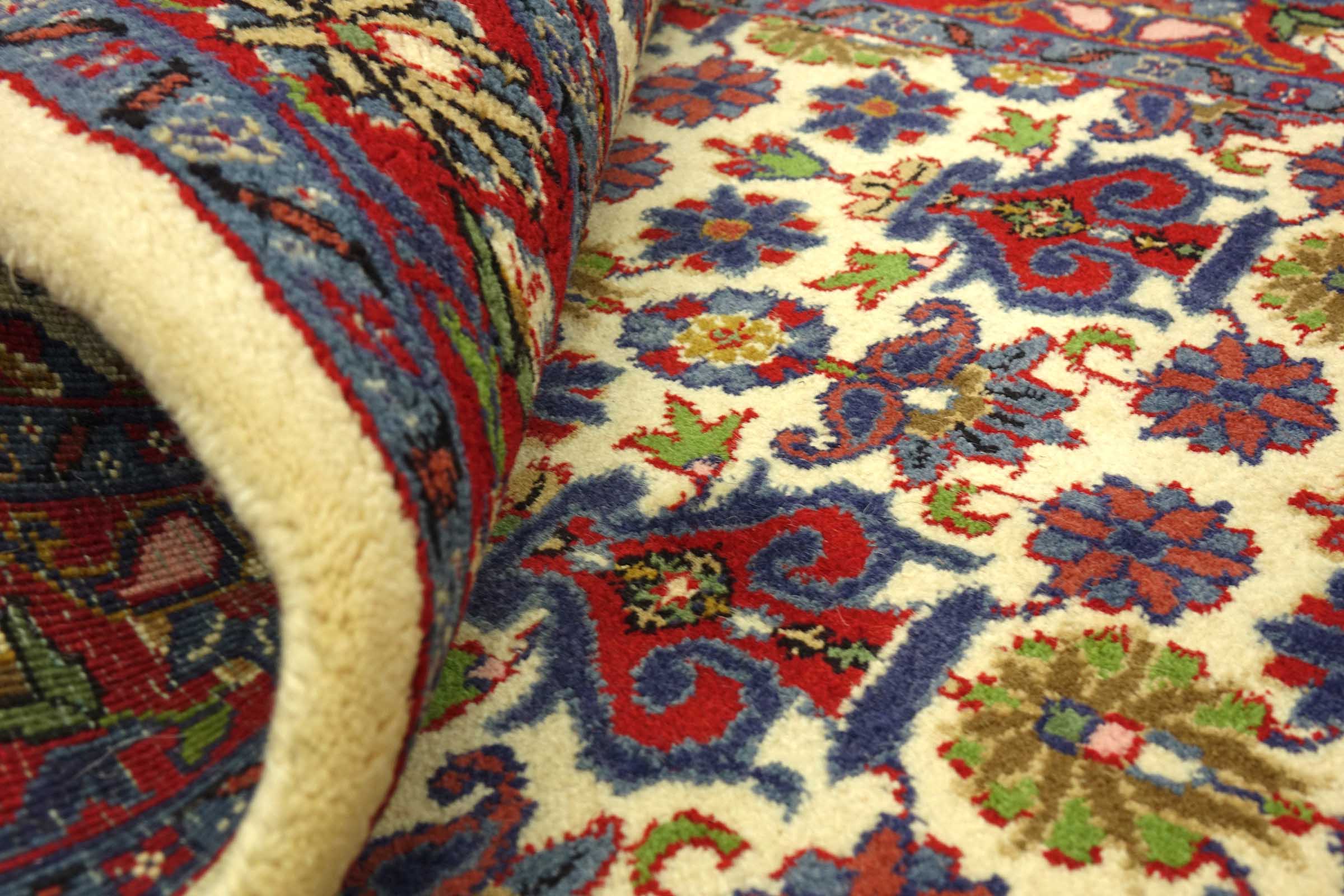 Keshan Teppich 90x160 Handgeknüpft Beige Durchgemustert Wolle Kurzflor Rug