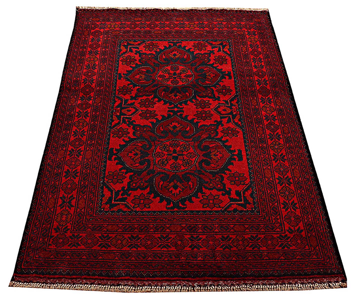 Afghan Khal Mohammadi Teppich 100x150 Handgeknüpft Braun Geometrisch Orient Kurzflor