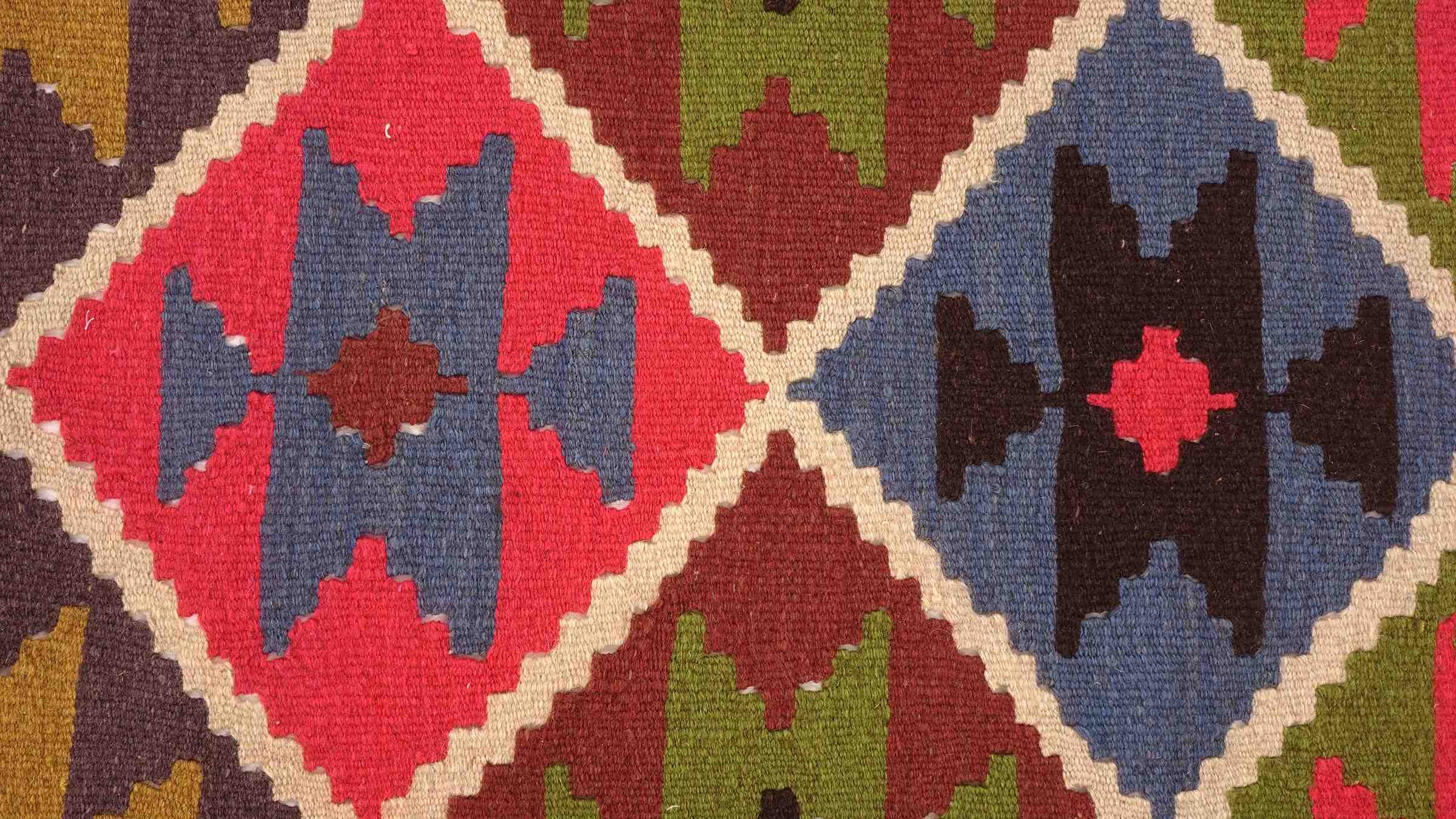 Perserteppich Kelim Ardebil 100x150 Handgewebt Gold Geometrisch Handarbeit Zimmer