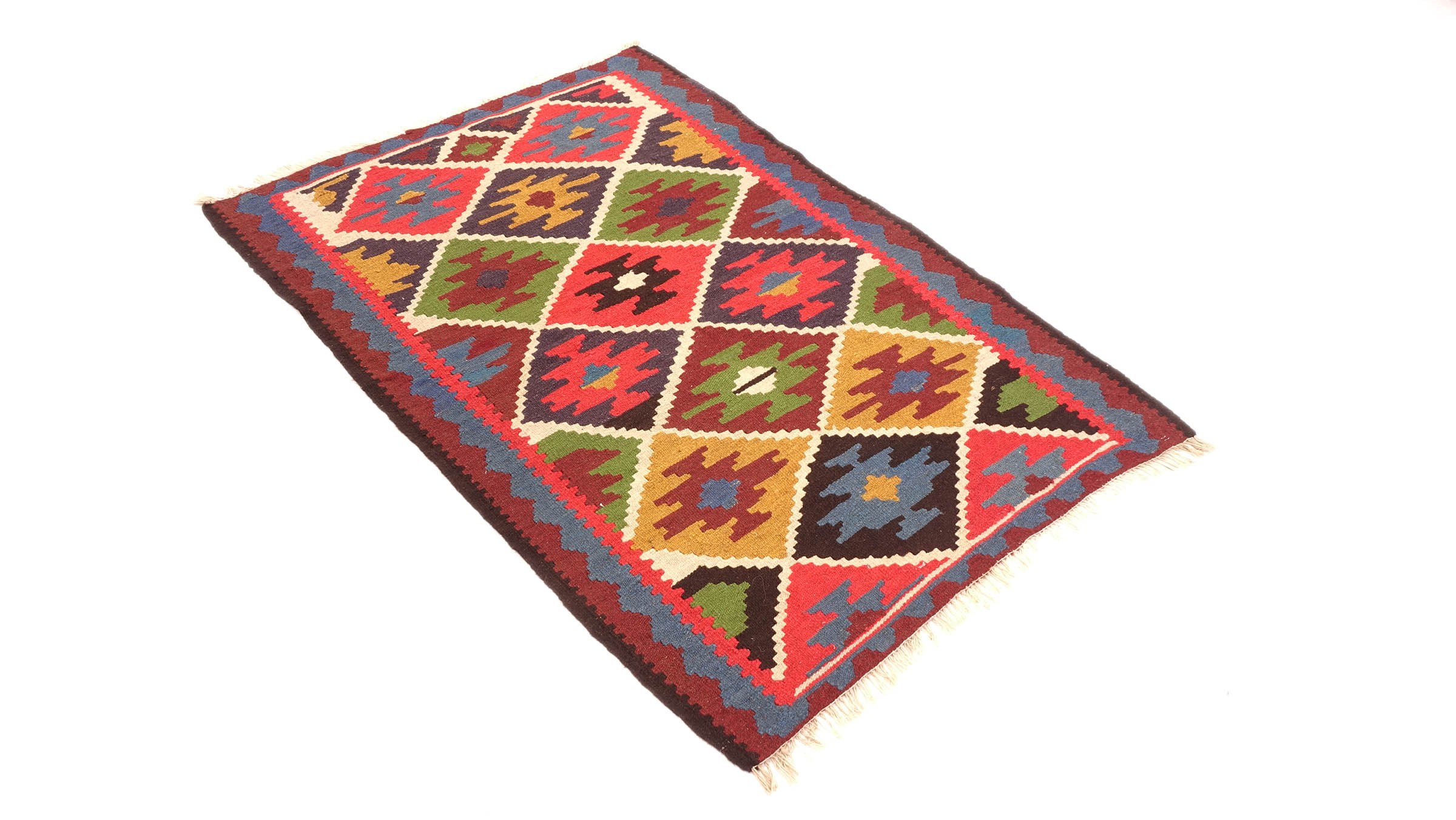 Perserteppich Kelim Ardebil 100x140 Handgewebt Braun Geometrisch Handarbeit Zimmer