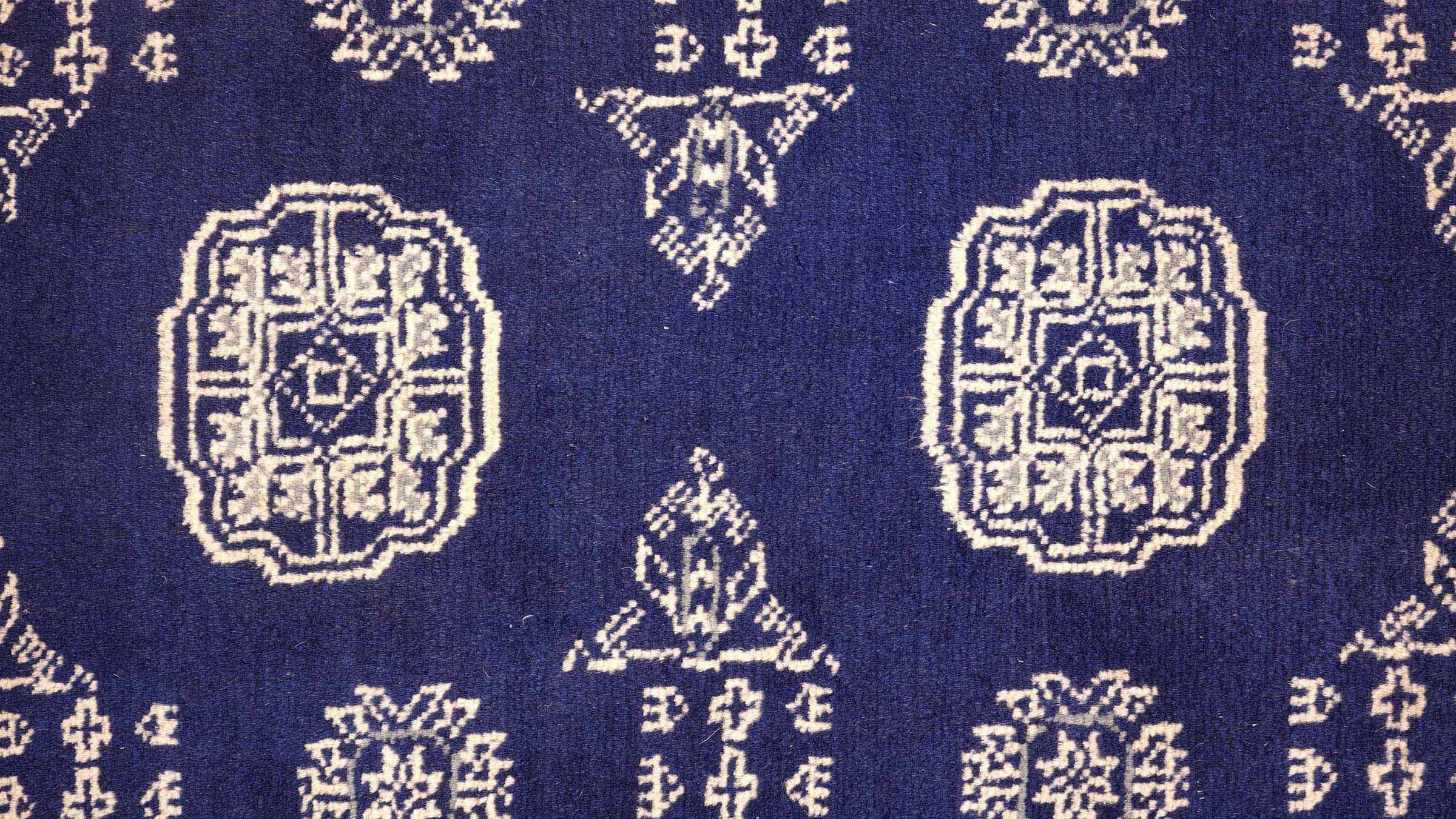 Pakistan Buchara 3ply Teppich 50x80 Handgeknüpft Blau Geometrisch Orient Kurzflor
