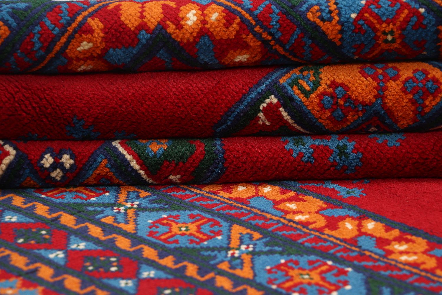 Afghan Akcha Rang Dar Teppich 150x200 Handgeknüpft Rot Durchgemustert Orient Kurzflor