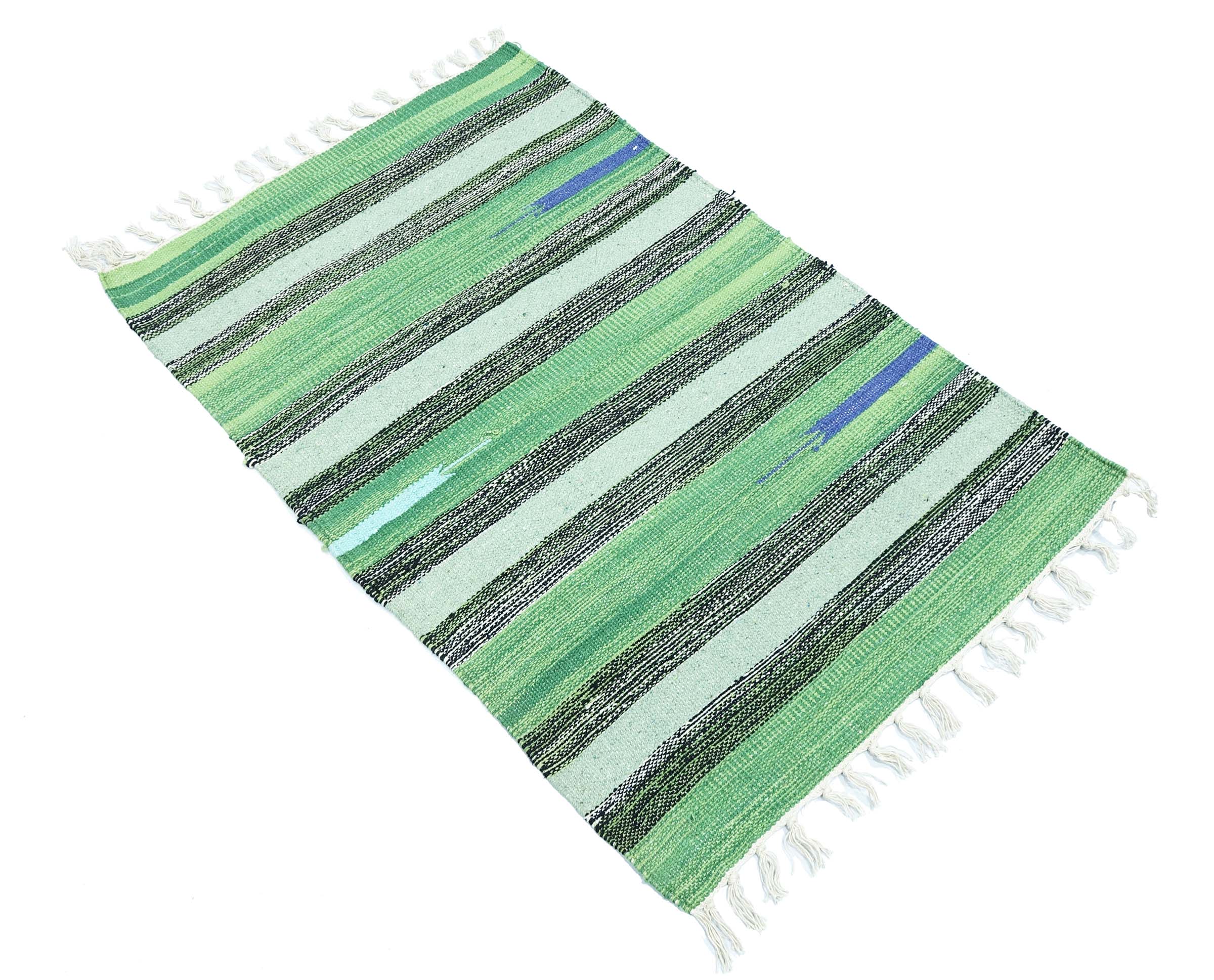 Knallbunter Kelim Teppich 60x90 Handgewebt Mehrfarbig Gestreift Handarbeit Gewebt