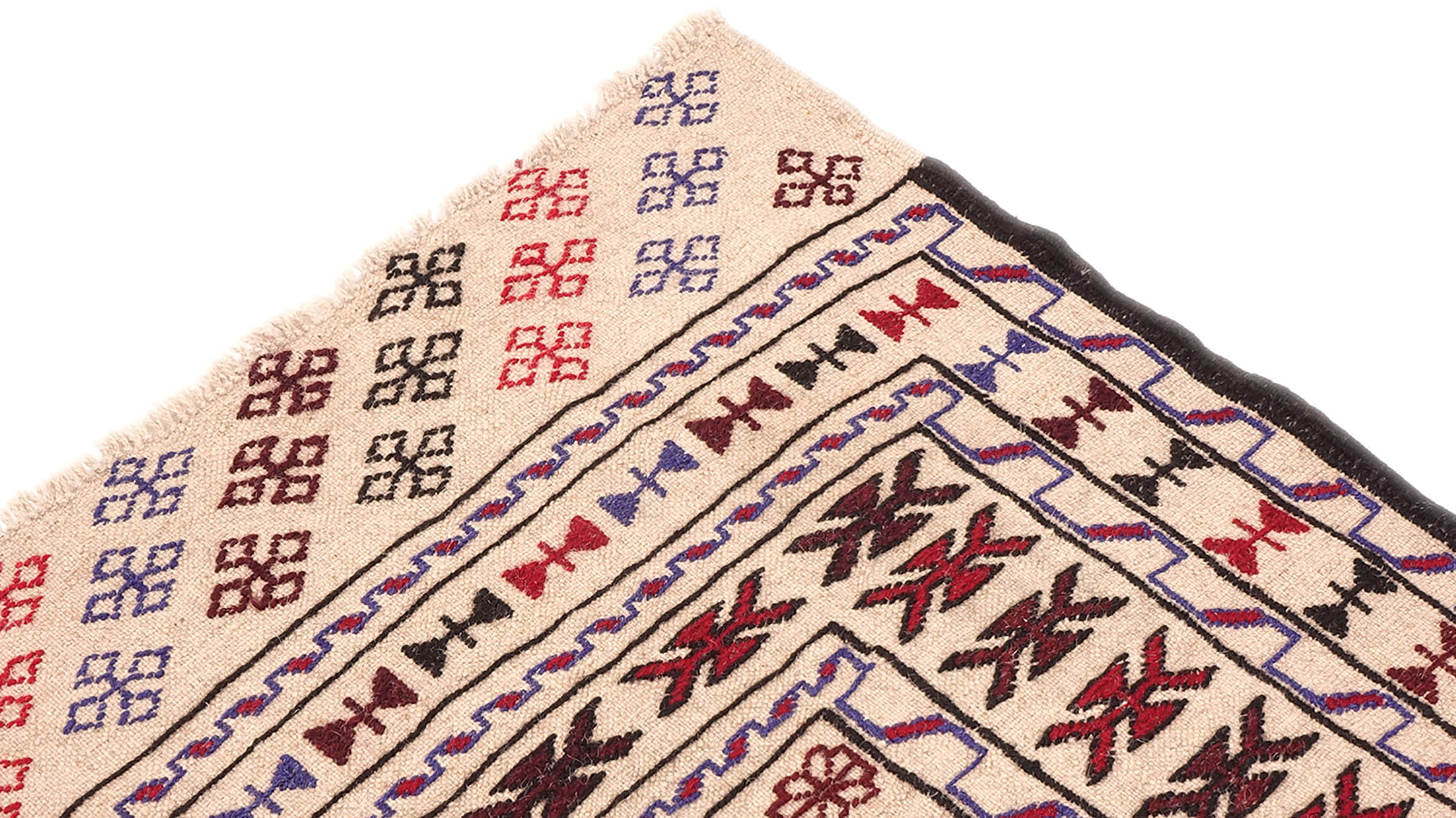 Afghan Kelim Gol Barjasta Teppich 120x180 Handgewebt Beige Geometrisch Handarbeit