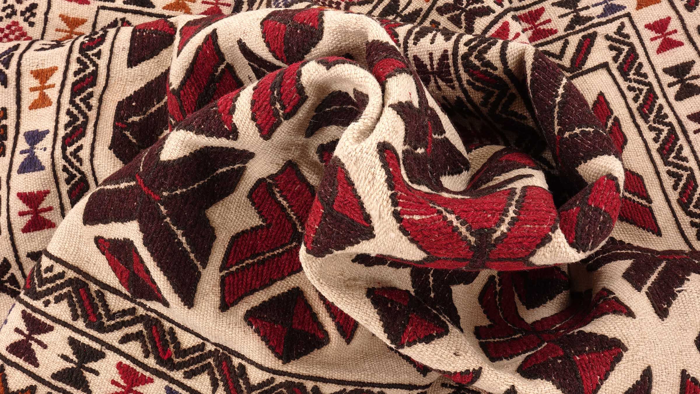 Afghan Kelim Gol Barjasta Teppich 140x200 Handgewebt Beige Geometrisch Handarbeit