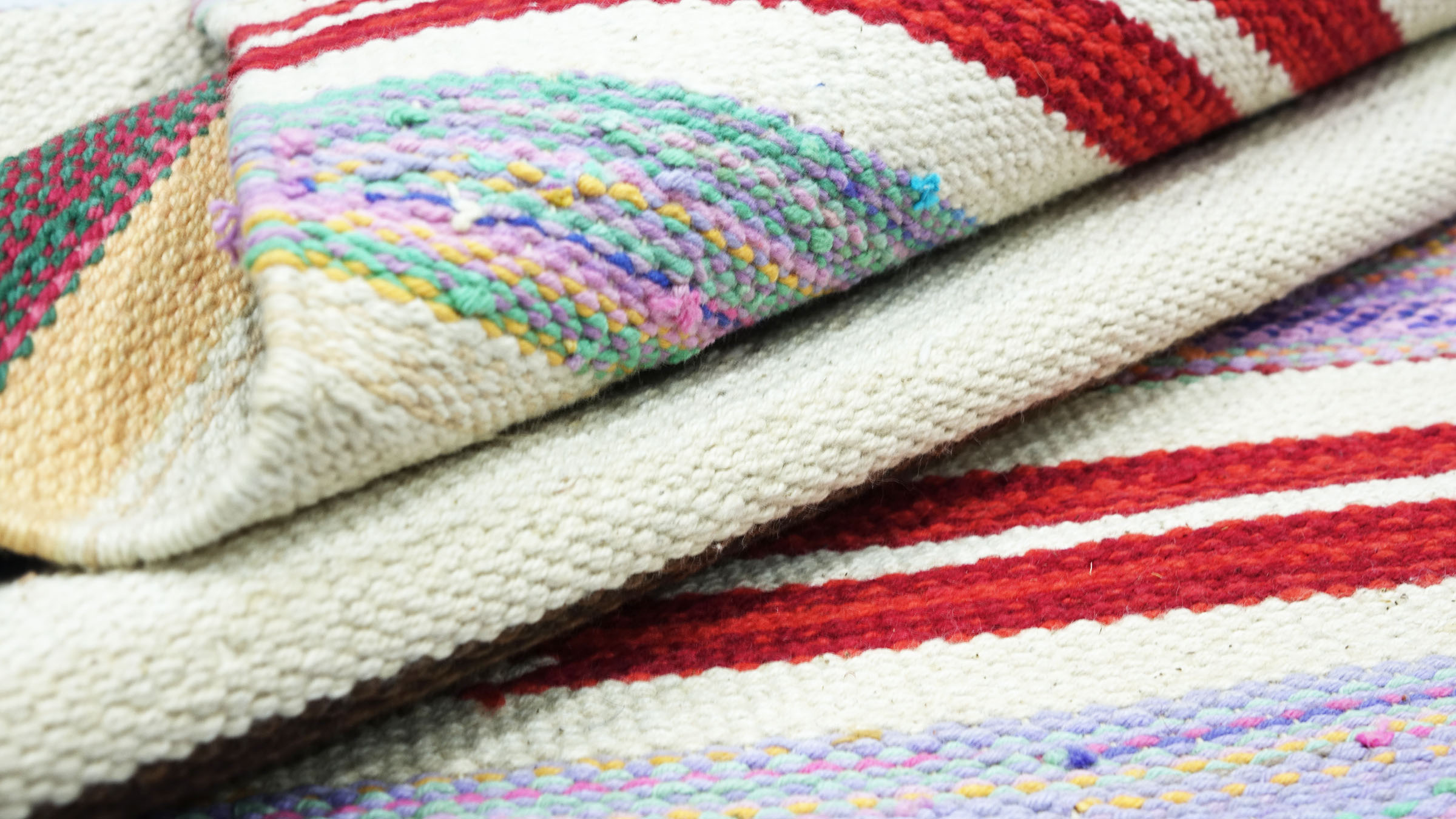 Knallbunter Kelim Teppich 60x120 Handgewebt Mehrfarbig Streifen Handarbeit Gewebt