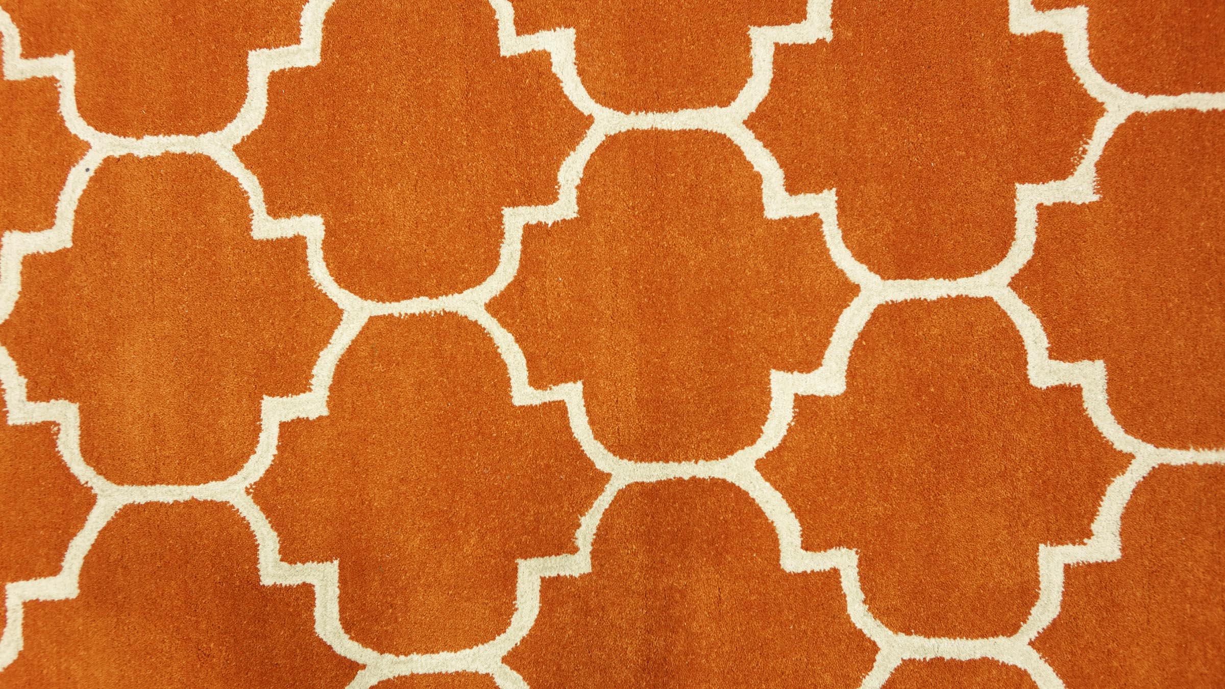 Handgefertigter Teppich 100x150 Orange Ornamente Handarbeit Handtuft Modern