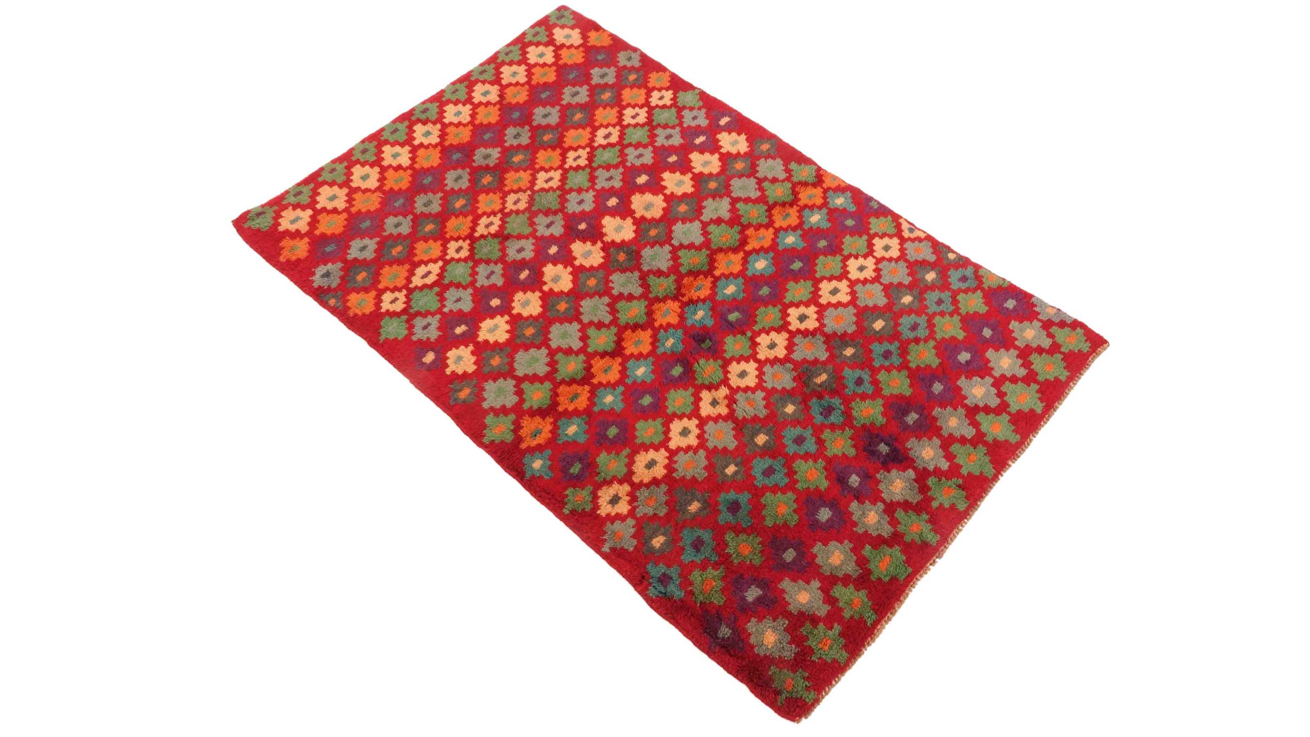 Gabbeh Teppich 110x170 Handgeknüpft Rot Streifen Orientalisch UNIKAT Kurzflor