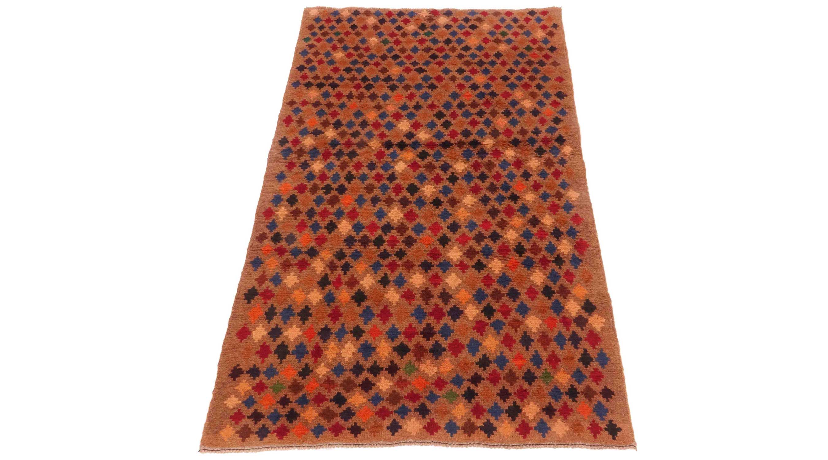 Gabbeh Teppich 110x180 Handgeknüpft Braun Streifen Orientalisch UNIKAT Kurzflor