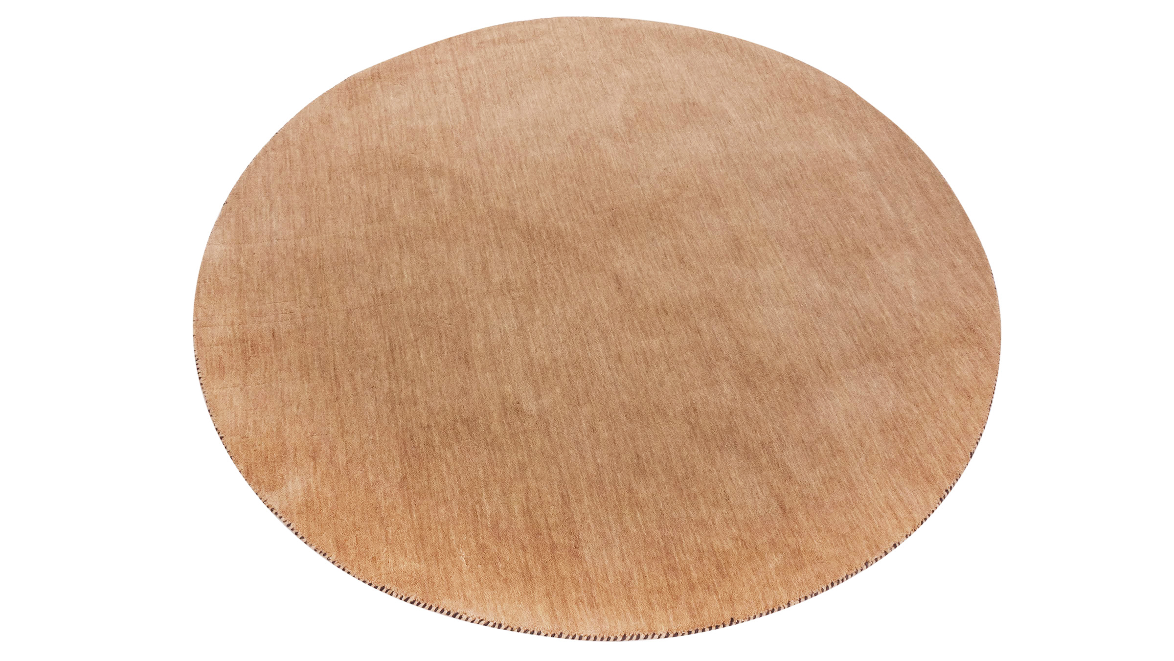 Wollteppich Gabbeh UNI 120x120 Handgewebt Rund Beige Einfarbig Handarbeit Zimmer