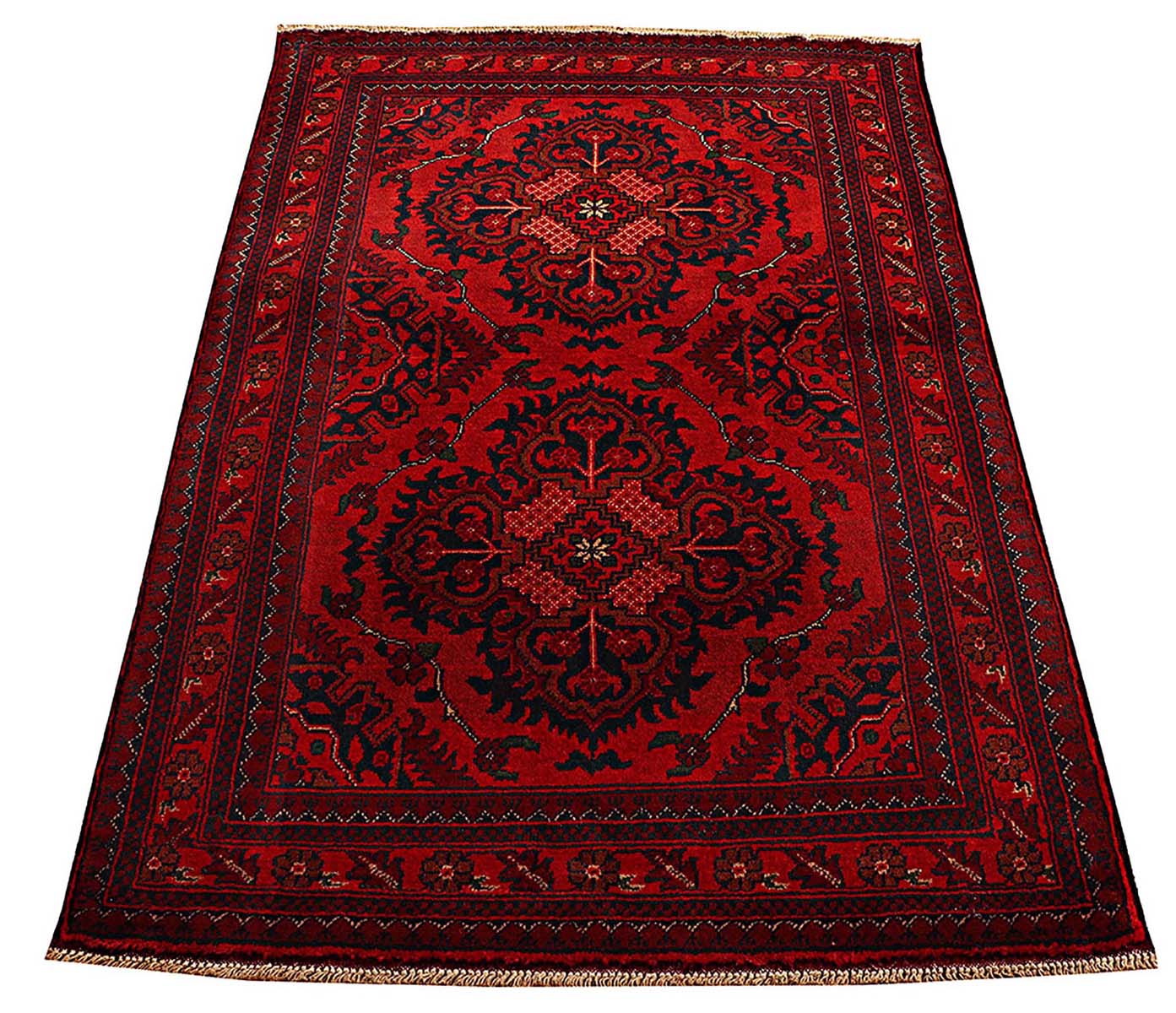 Afghan Khal Mohammadi Teppich 100x150 Handgeknüpft Braun Geometrisch Orient Kurzflor