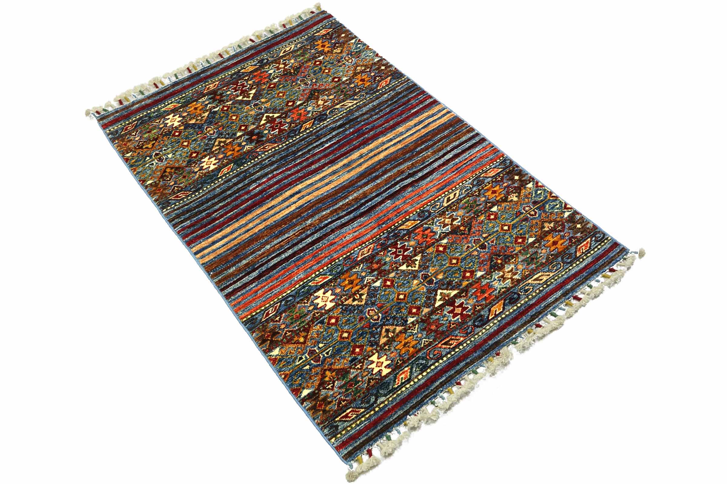 Afghan Khorjin Shaal 80x120 Handgeknüpft Orientteppich Blau Wolle Kurzflor Rug