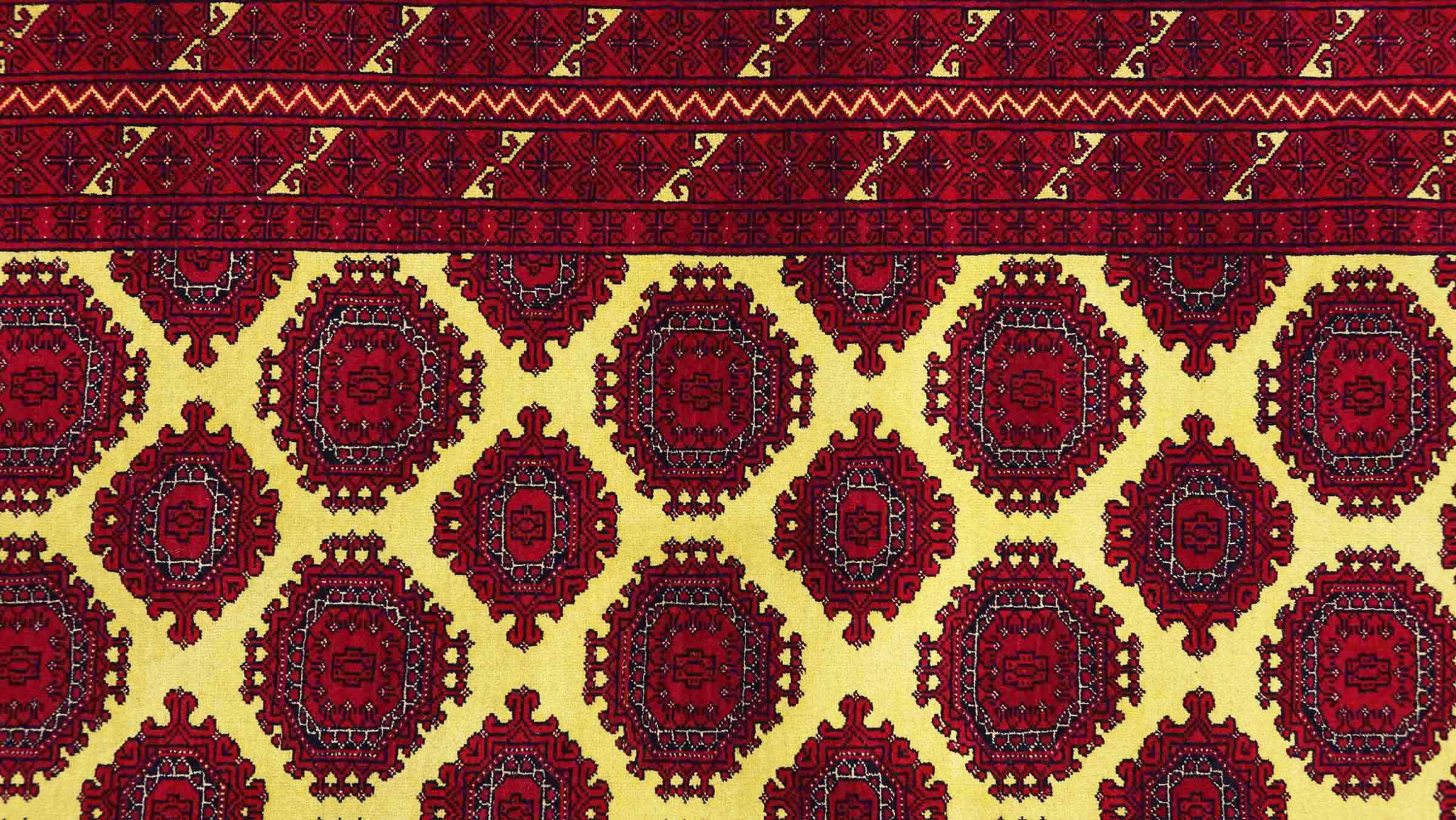 Afghan Teppich 300x400 Handgeknüpft Rot Geometrisch Orient Kurzflor Wohnzimmer