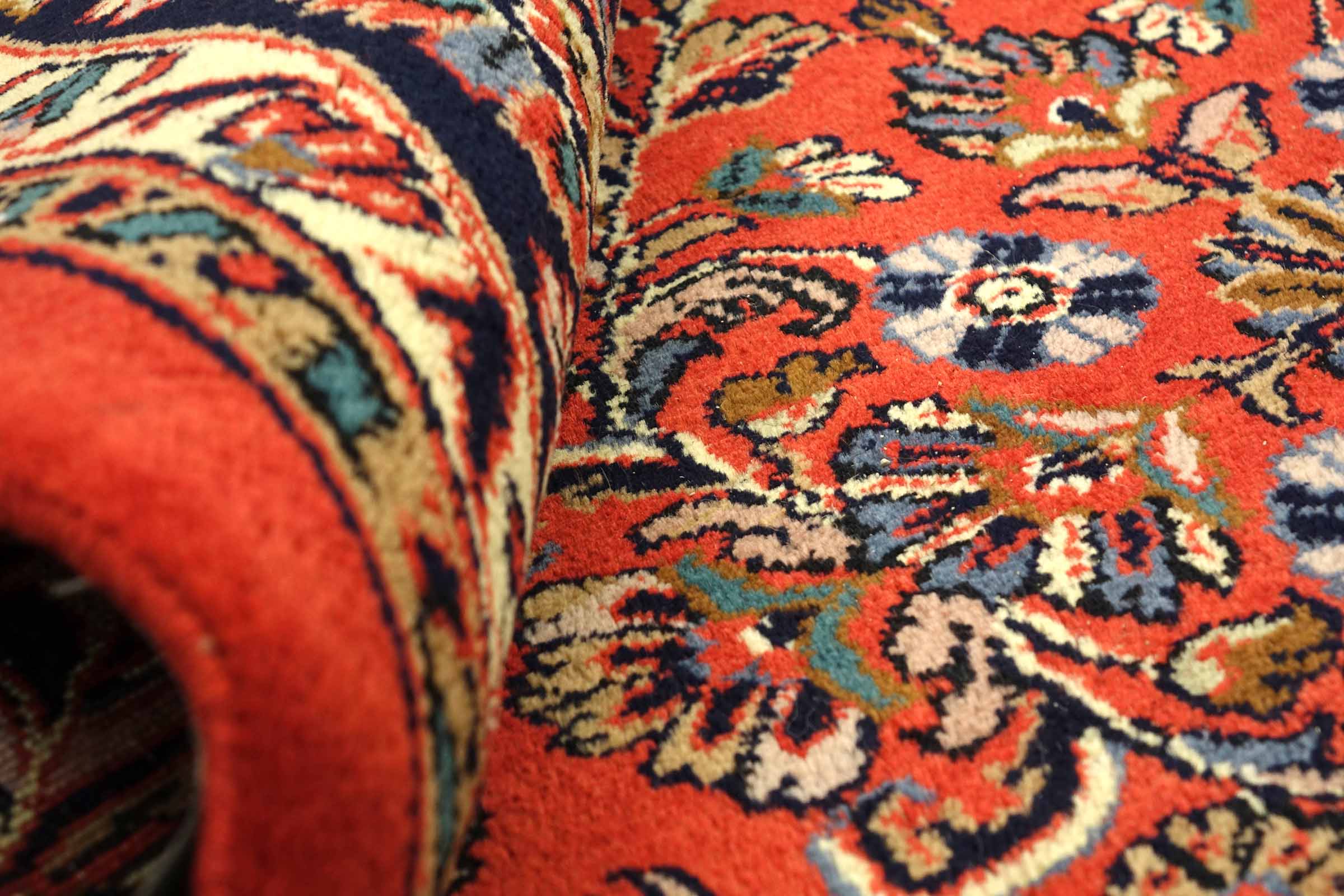 Sarough Teppich 200x300 Handgeknüpft Orange Floral Wolle Kurzflor Rug