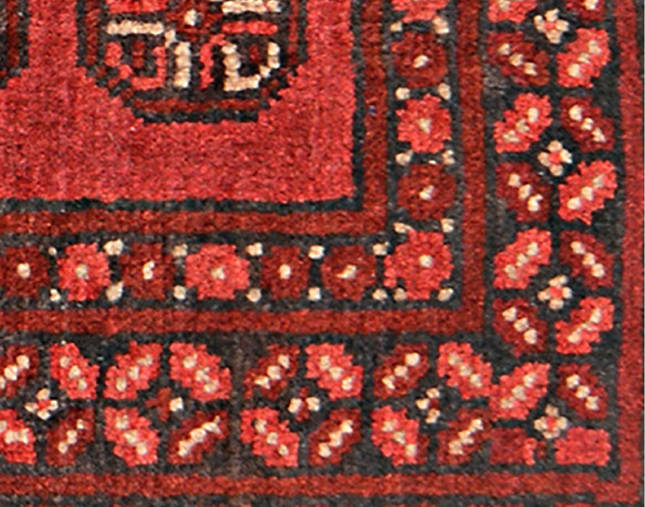 Afghan Aqcha Poshti Teppich 40x60 Handgeknüpft Rot Geometrisch Orient Kurzflor