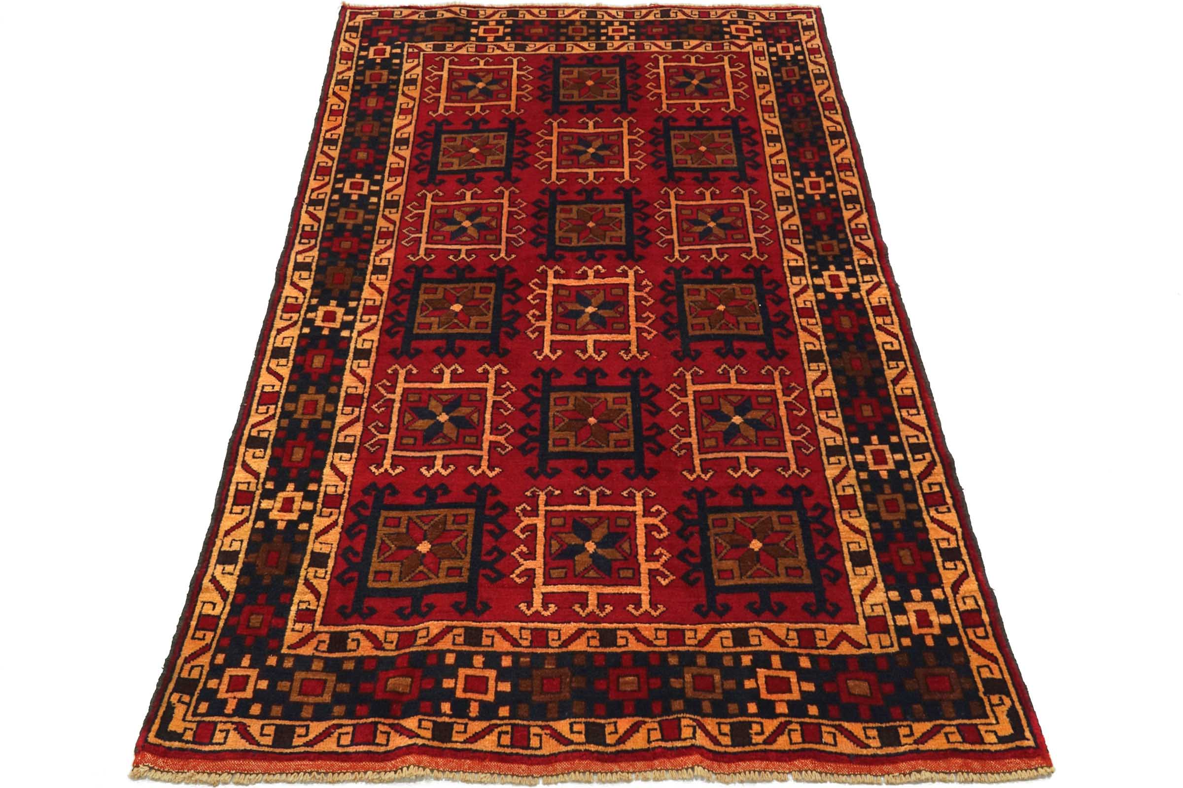 Afghan Belutsch Baluch 120x180 Handgeknüpft Orientteppich Rot Durchgemustert