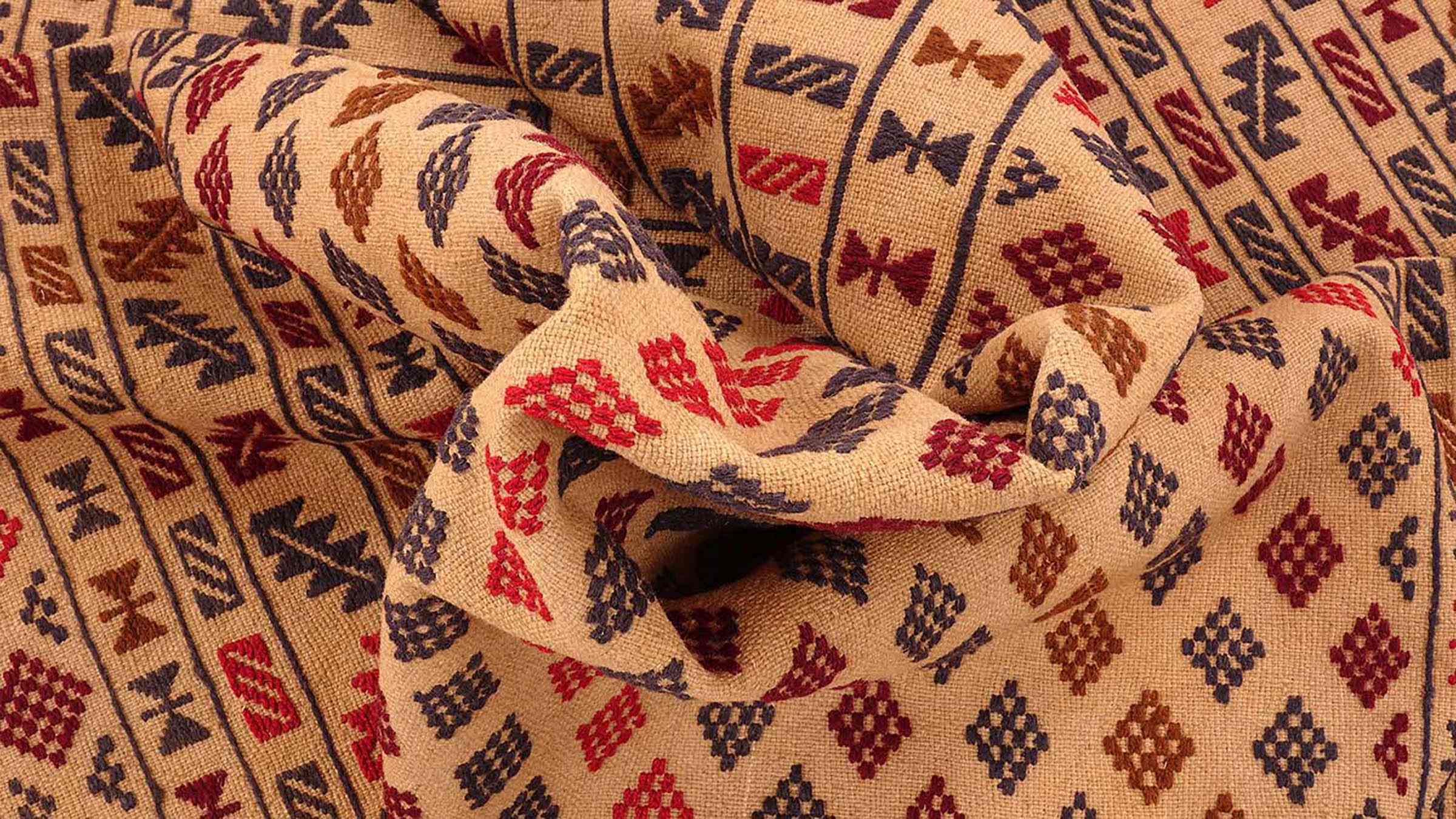 Afghan Kelim Gol Barjasta Teppich 120x180 Handgewebt Gold Geometrisch Handarbeit Gewebt
