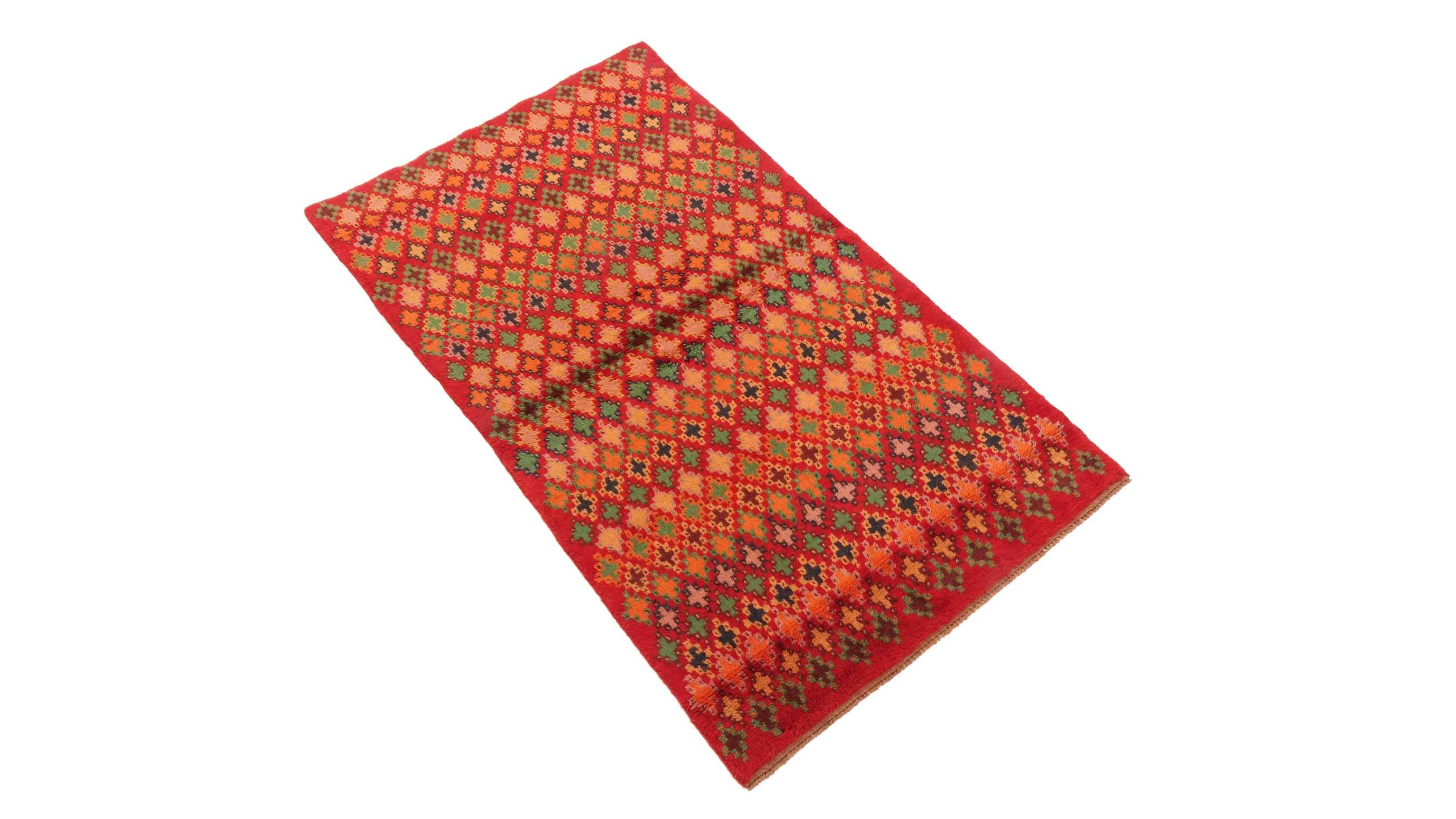 Gabbeh Teppich 100x180 Handgeknüpft Rot Streifen Orientalisch UNIKAT Kurzflor