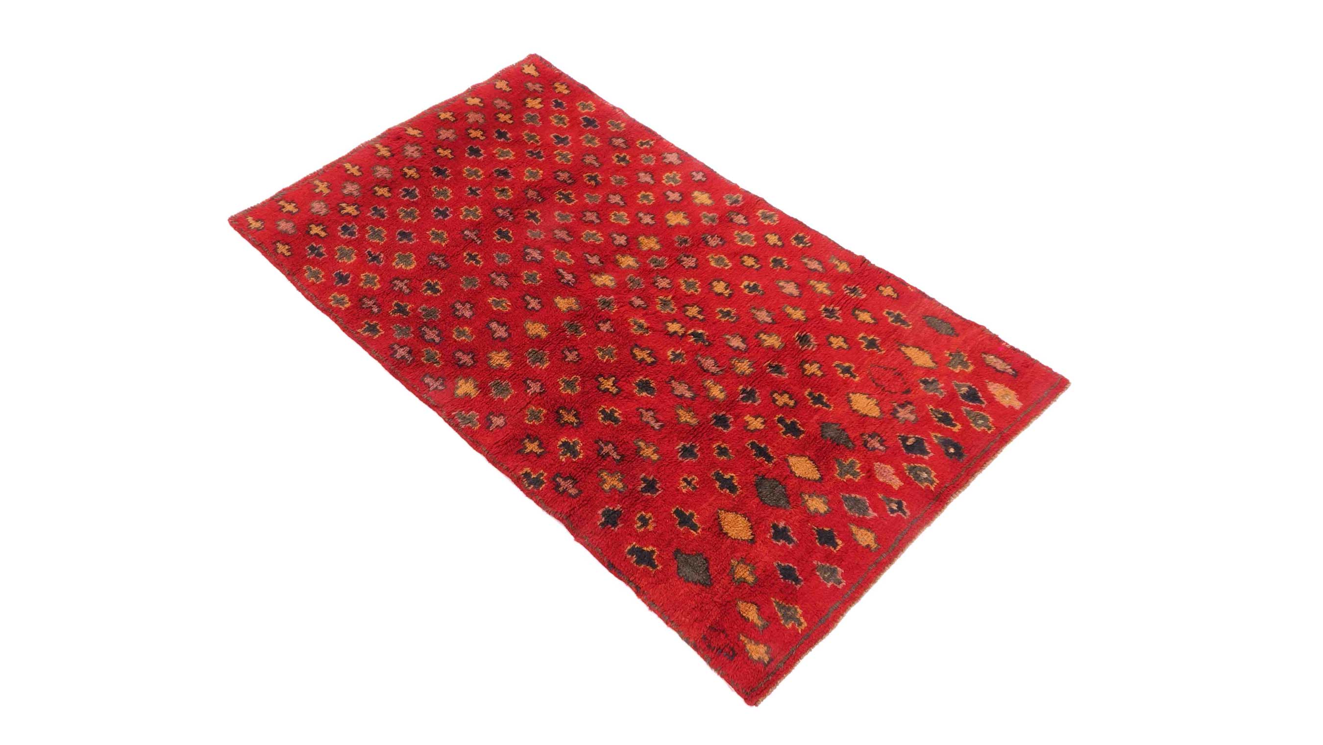 Gabbeh Teppich 110x190 Handgeknüpft Rot Streifen Orientalisch UNIKAT Kurzflor