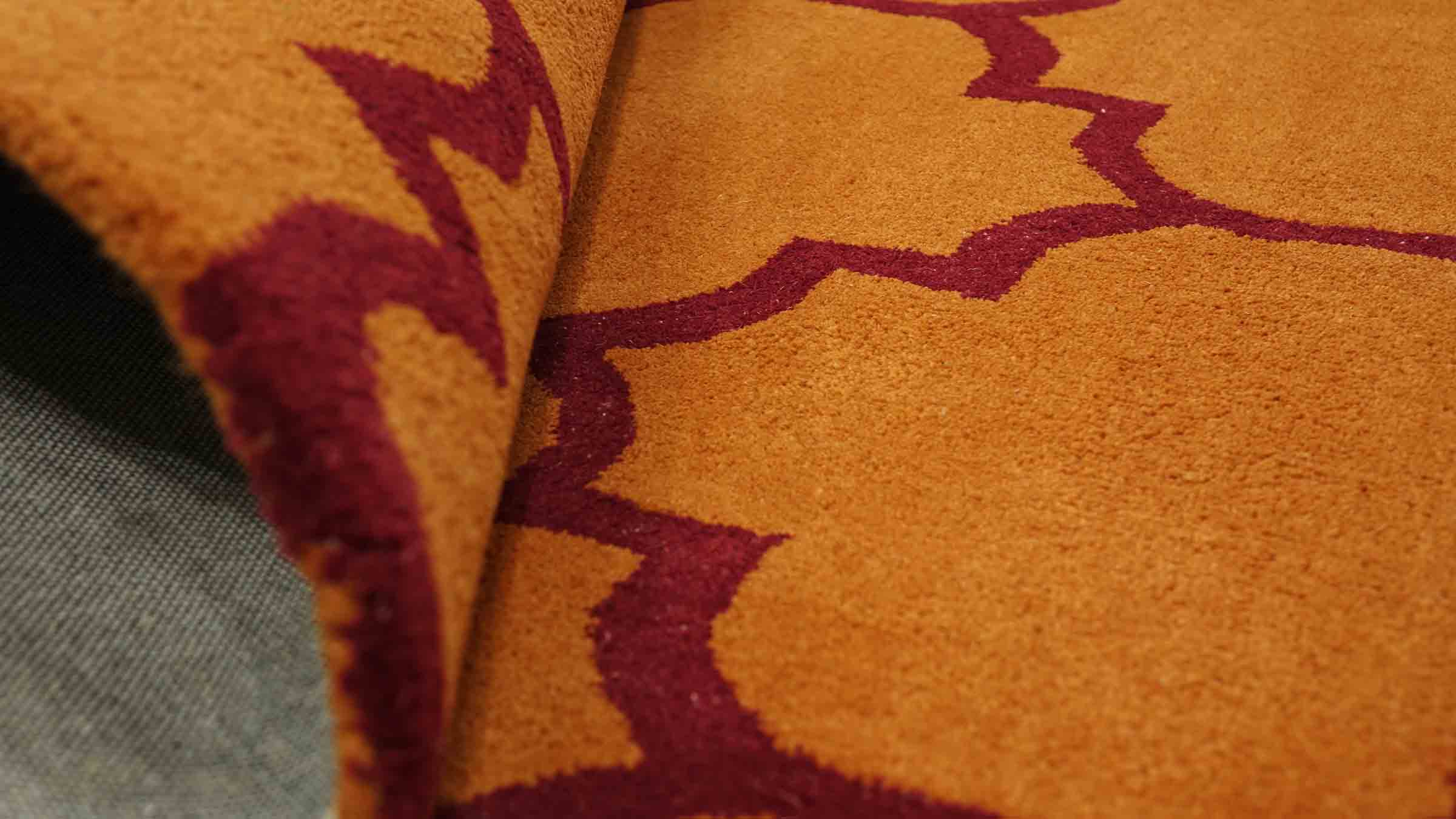 Handgefertigter moderner Wollteppich 160x230 Orange Ornamente Handarbeit Handtuft