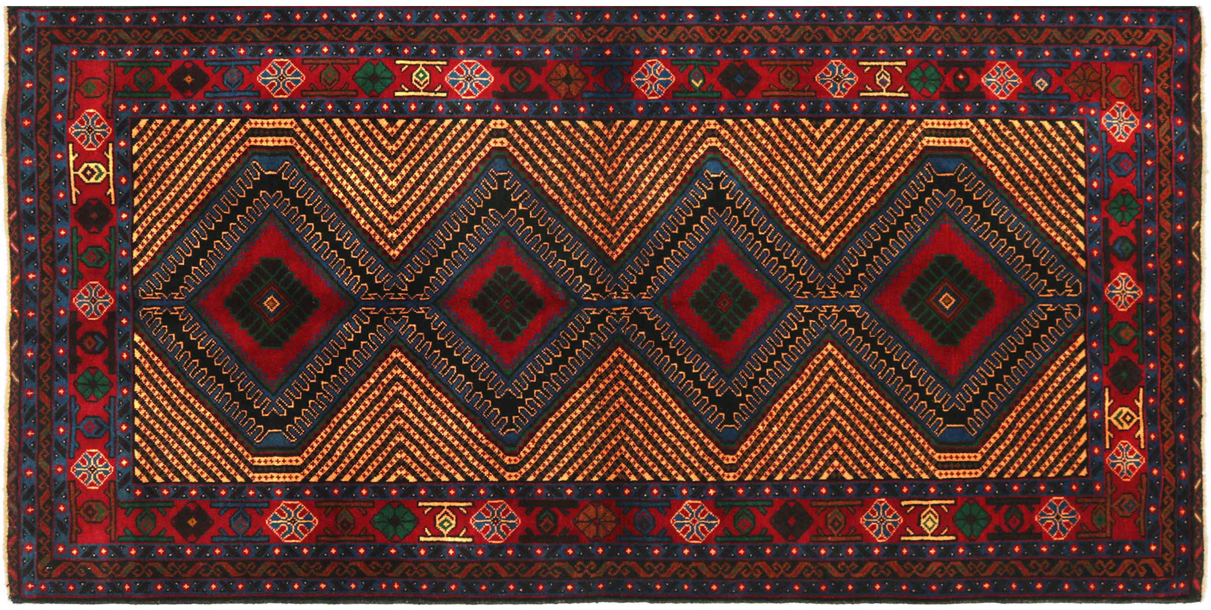 Afghan Belutsch Baluch 110x200 Handgeknüpft Orientteppich Beige Geometrisch