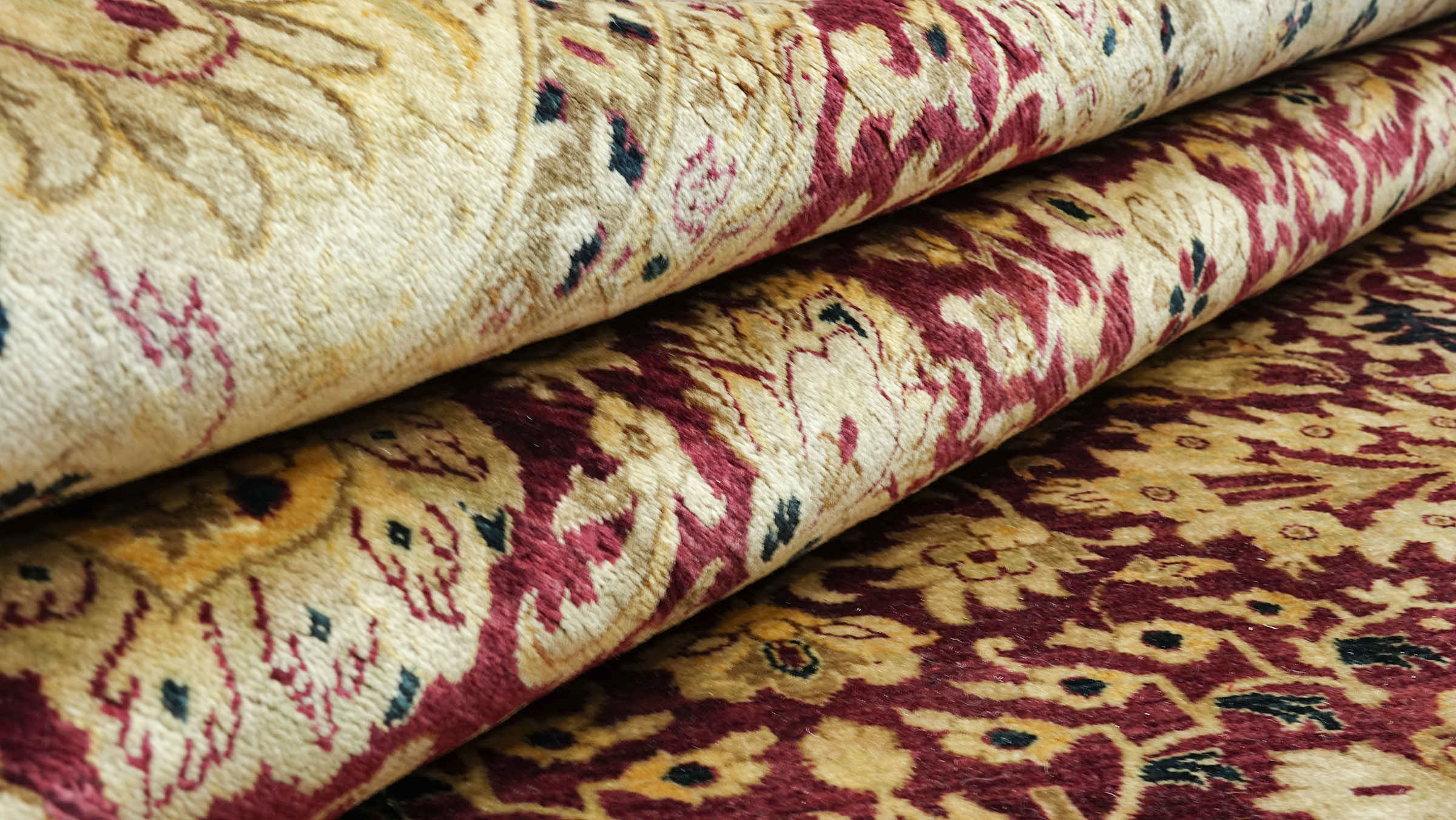 Pakistan Ziegler Ferahan Teppich 280x380 Handgeknüpft Rot Floral Orient Kurzflor