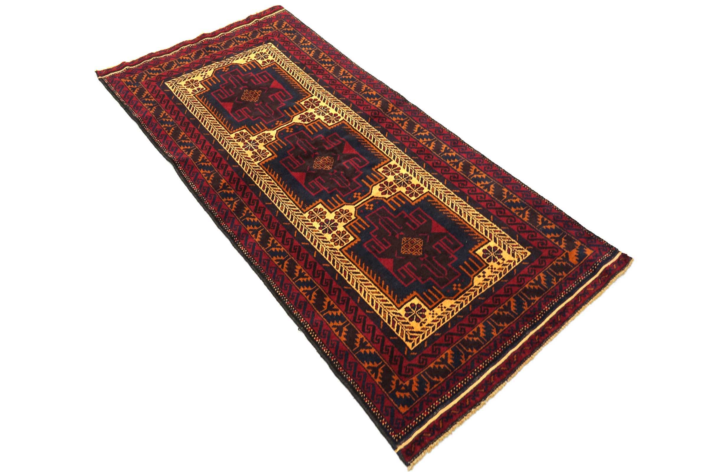 Afghan Belutsch Baluch 100x210 Handgeknüpft Orientteppich Beige Geometrisch