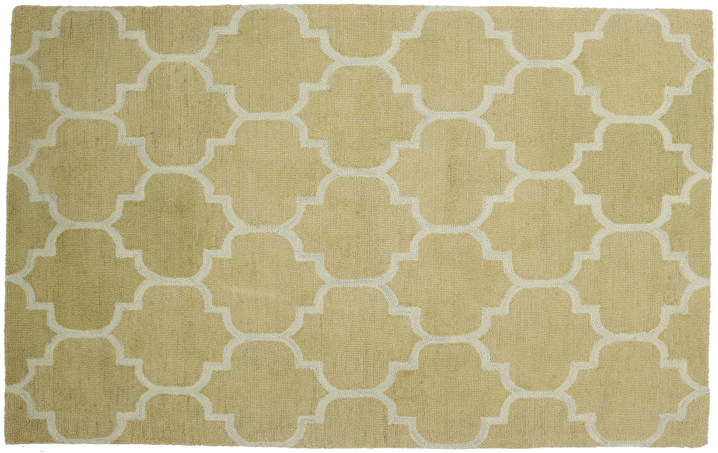 Handgefertigter moderner Wollteppich 160x230 Beige Ornamente Handarbeit Handtuft