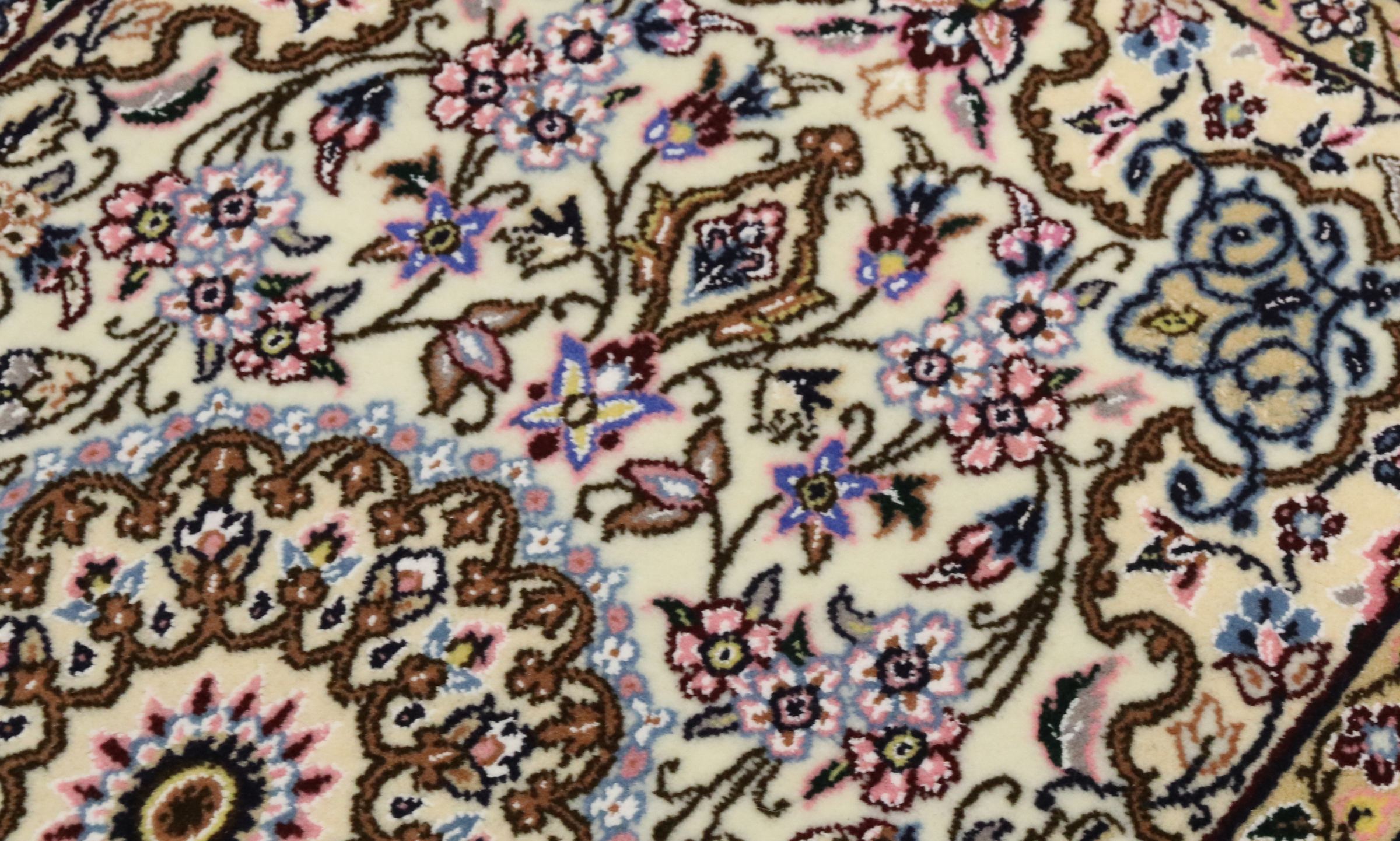 Perserteppich Nain 9LA 60x90 Handgeknüpft Weiß Medaillon Orientalisch UNIKAT Kurzflor