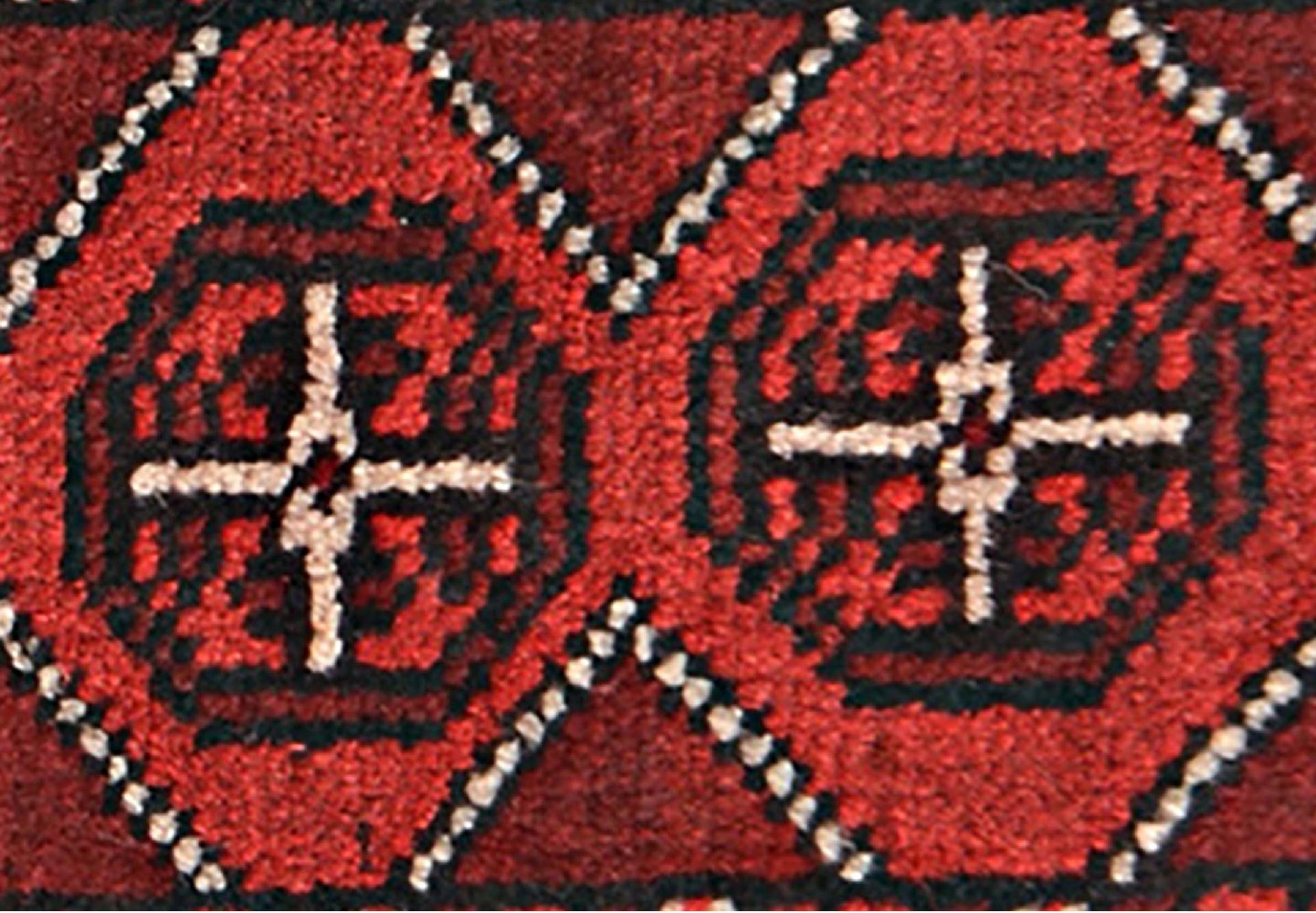 Afghan Aqcha Poshti Teppich 40x60 Handgeknüpft Rot Geometrisch Orient Kurzflor