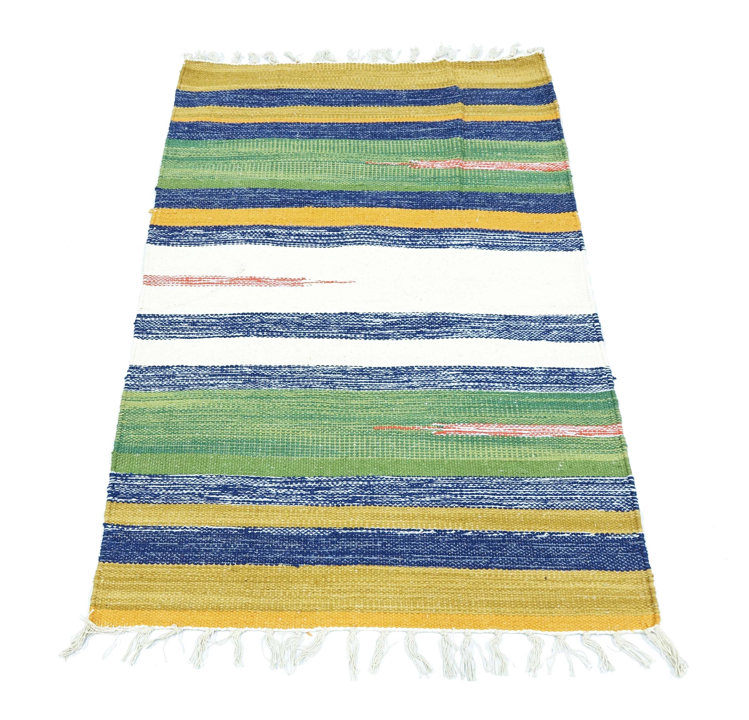 Knallbunter Kelim Teppich 60x90 Handgewebt Mehrfarbig Gestreift Handarbeit Gewebt