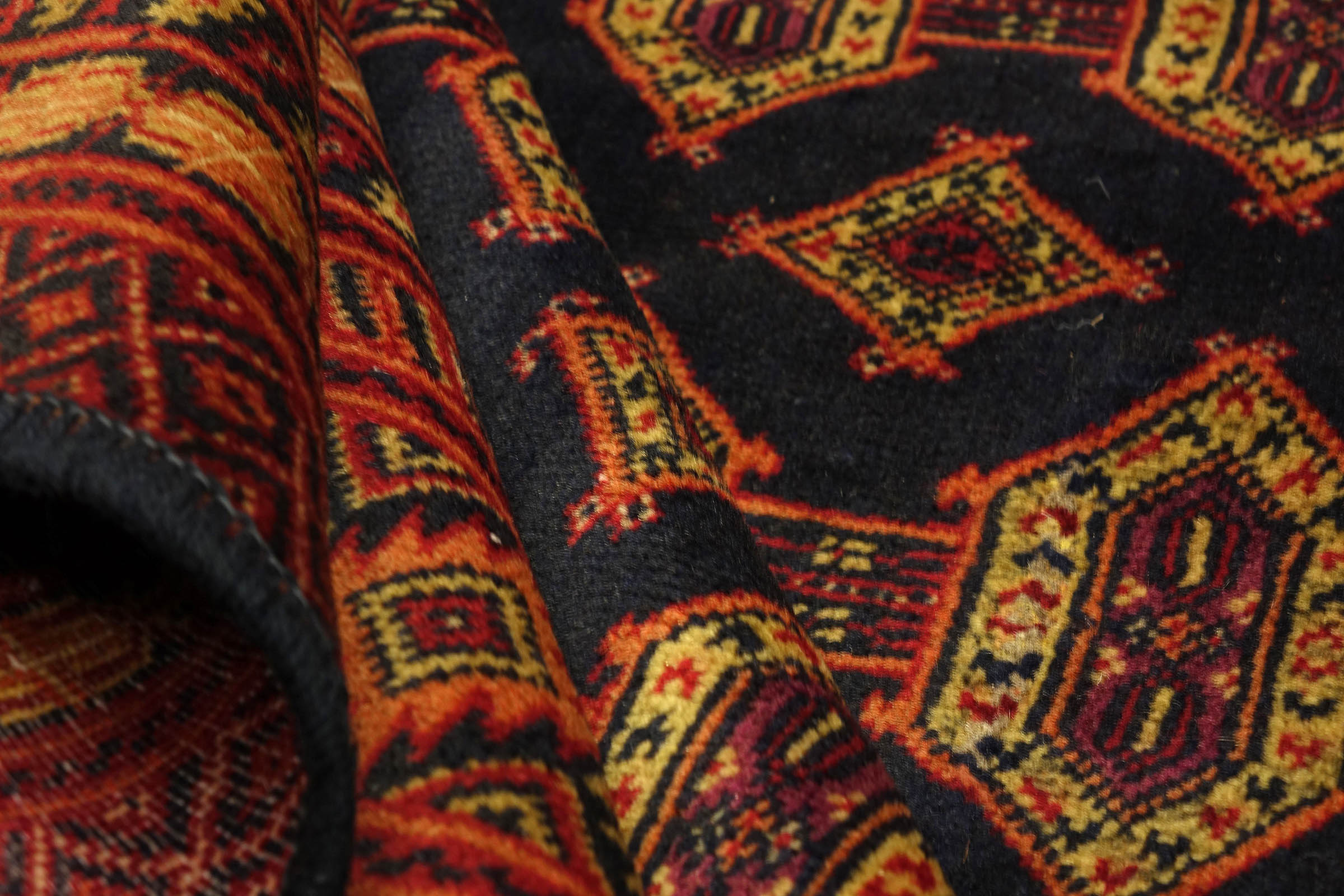 Afghan Mauri 200x300 Handgeknüpft Teppich Blau Geometrisch Kurzflor Orient Rug
