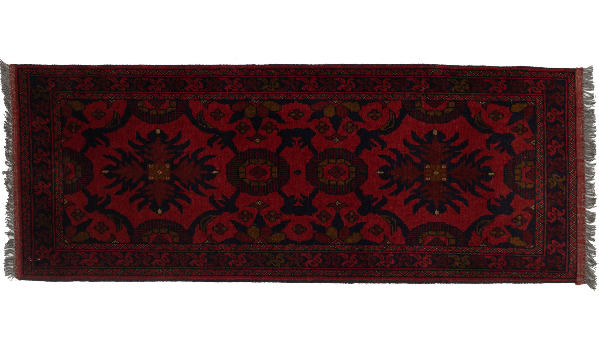 Afghan Khal Mohammadi 50x150 Handgeknüpft Teppich Läufer Braun Geometrisch
