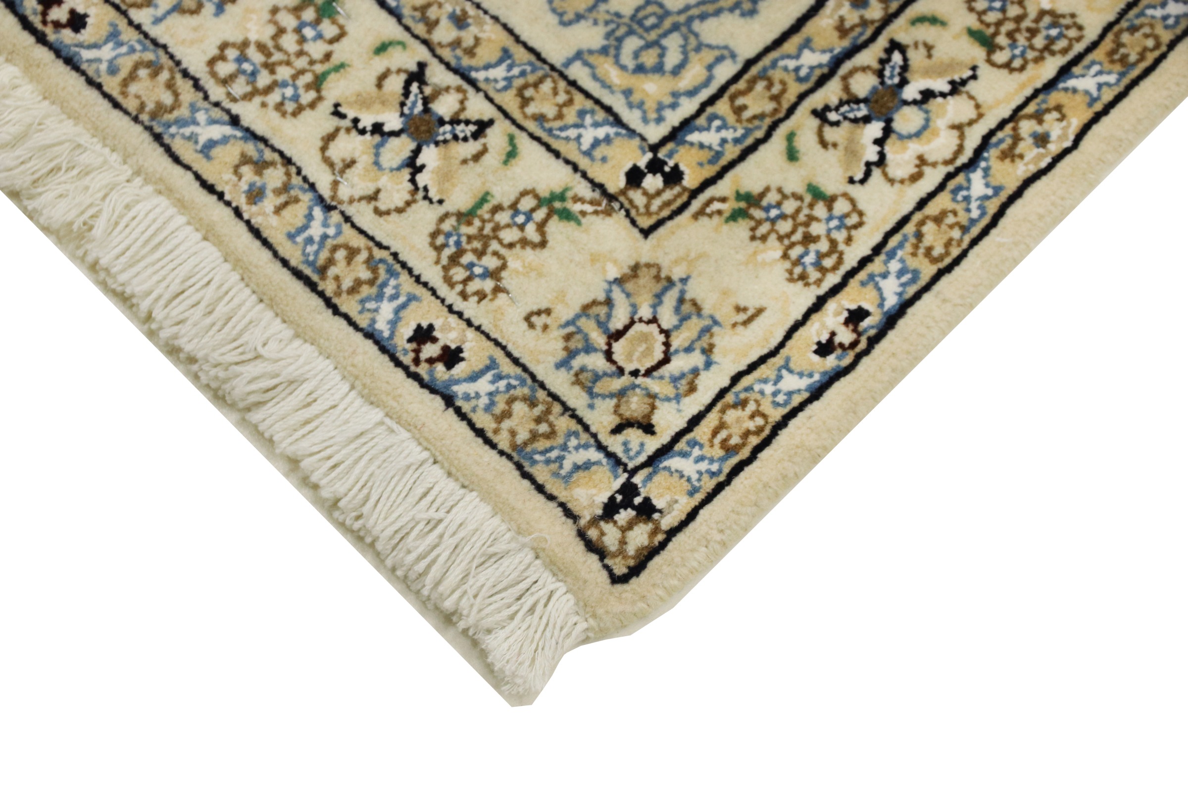 Perserteppich Nain 9LA 60x90 Handgeknüpft Weiß Floral Orientalisch UNIKAT Kurzflor