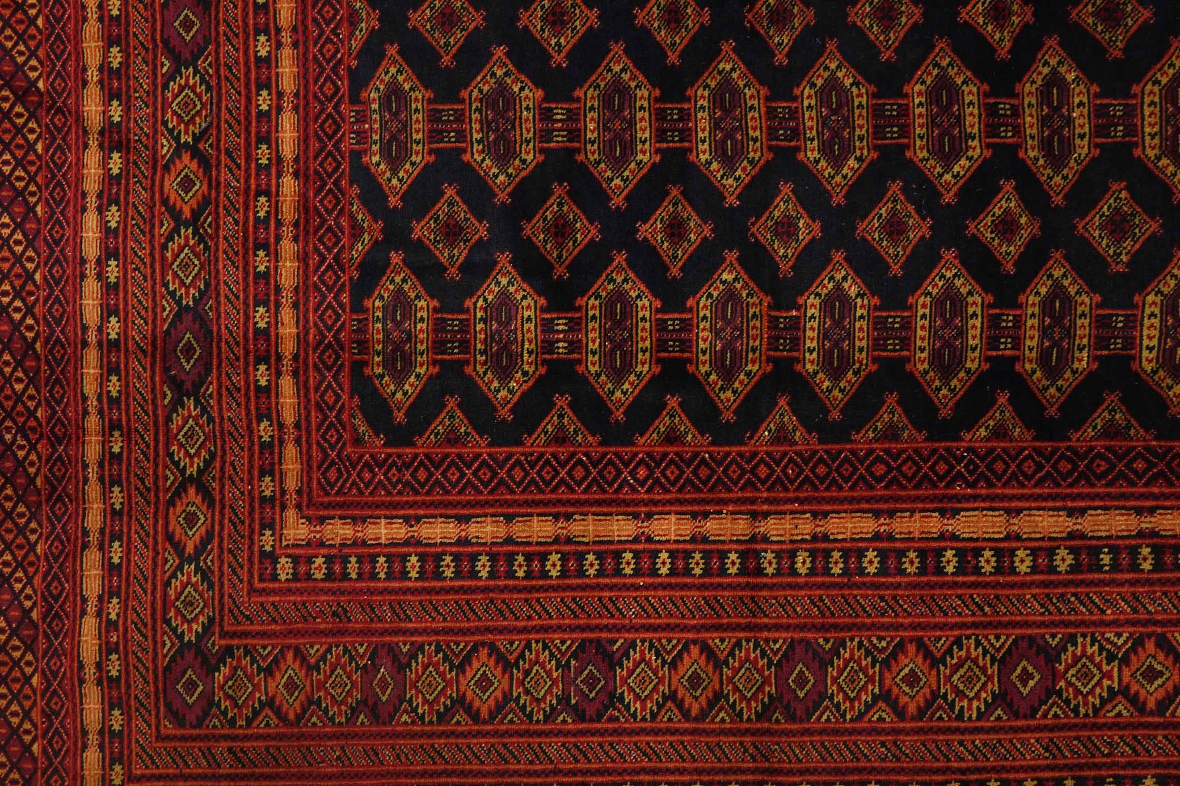 Afghan Mauri 200x300 Handgeknüpft Teppich Blau Geometrisch Kurzflor Orient Rug