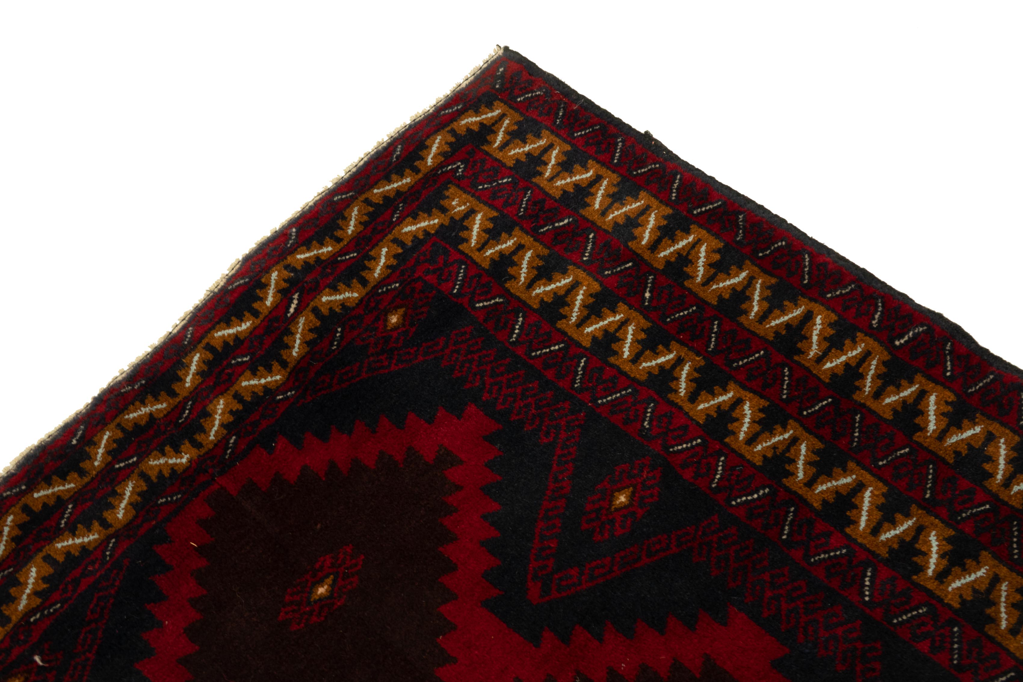 Afghan Belutsch 110x200 Handgeknüpft Teppich Blau Geometrisch Muster Kurzflor