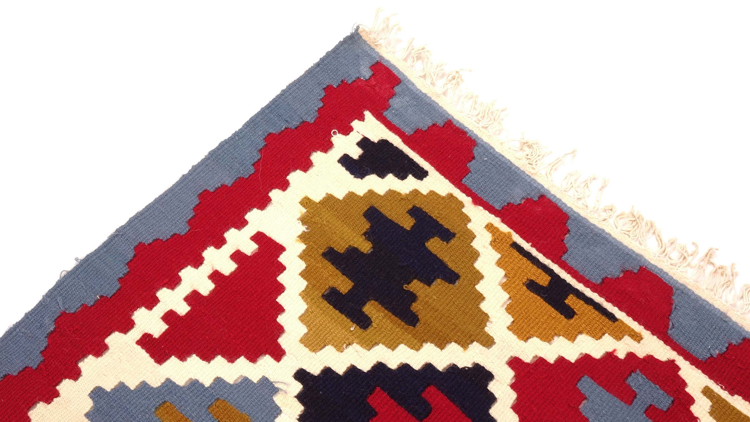 Perserteppich Kelim Ardebil 100x150 Handgewebt Blau Geometrisch Handarbeit Zimmer