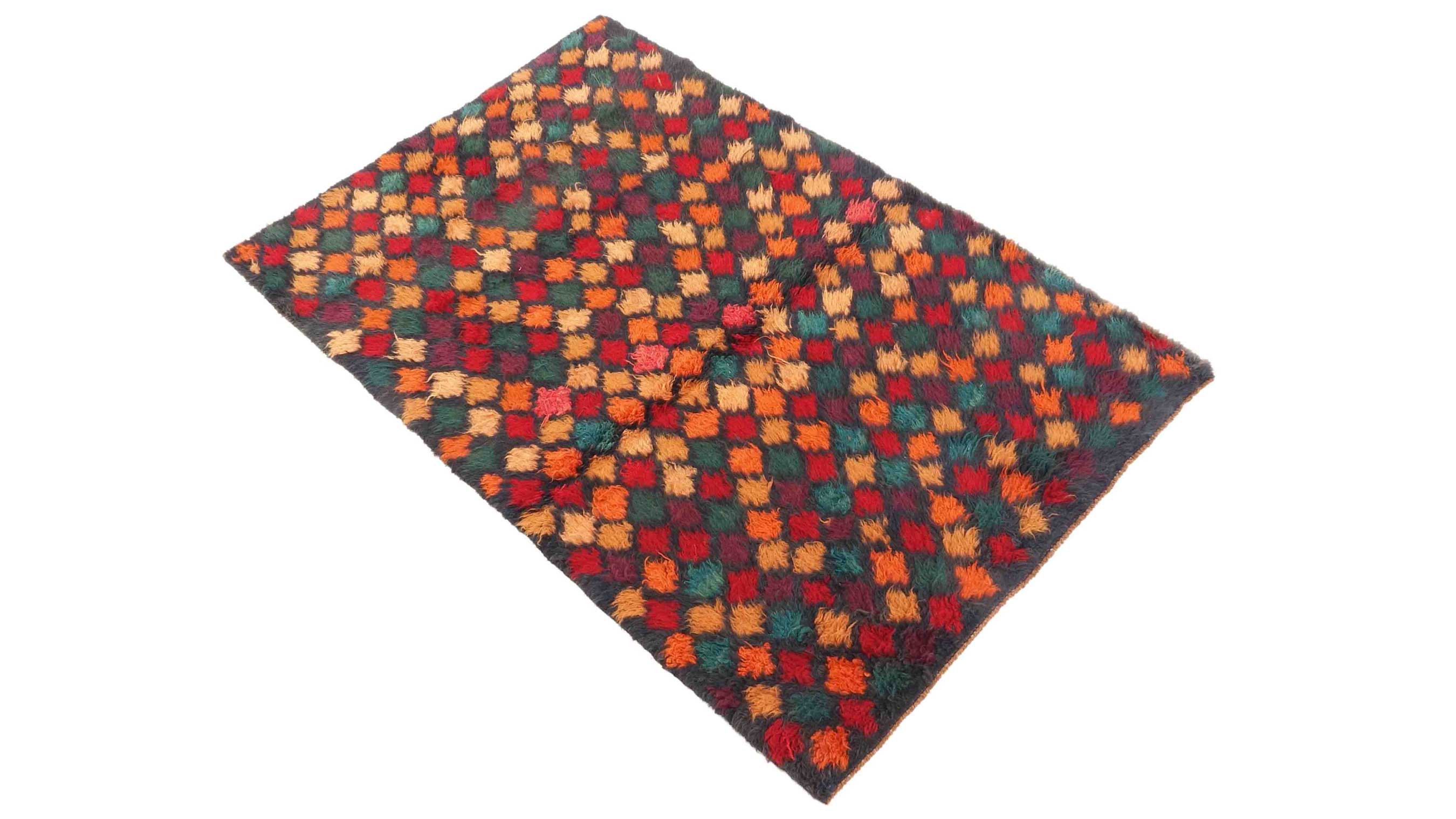 Gabbeh Teppich 120x180 Handgeknüpft Grün Durchgemustert Orientalisch UNIKAT Kurzflor