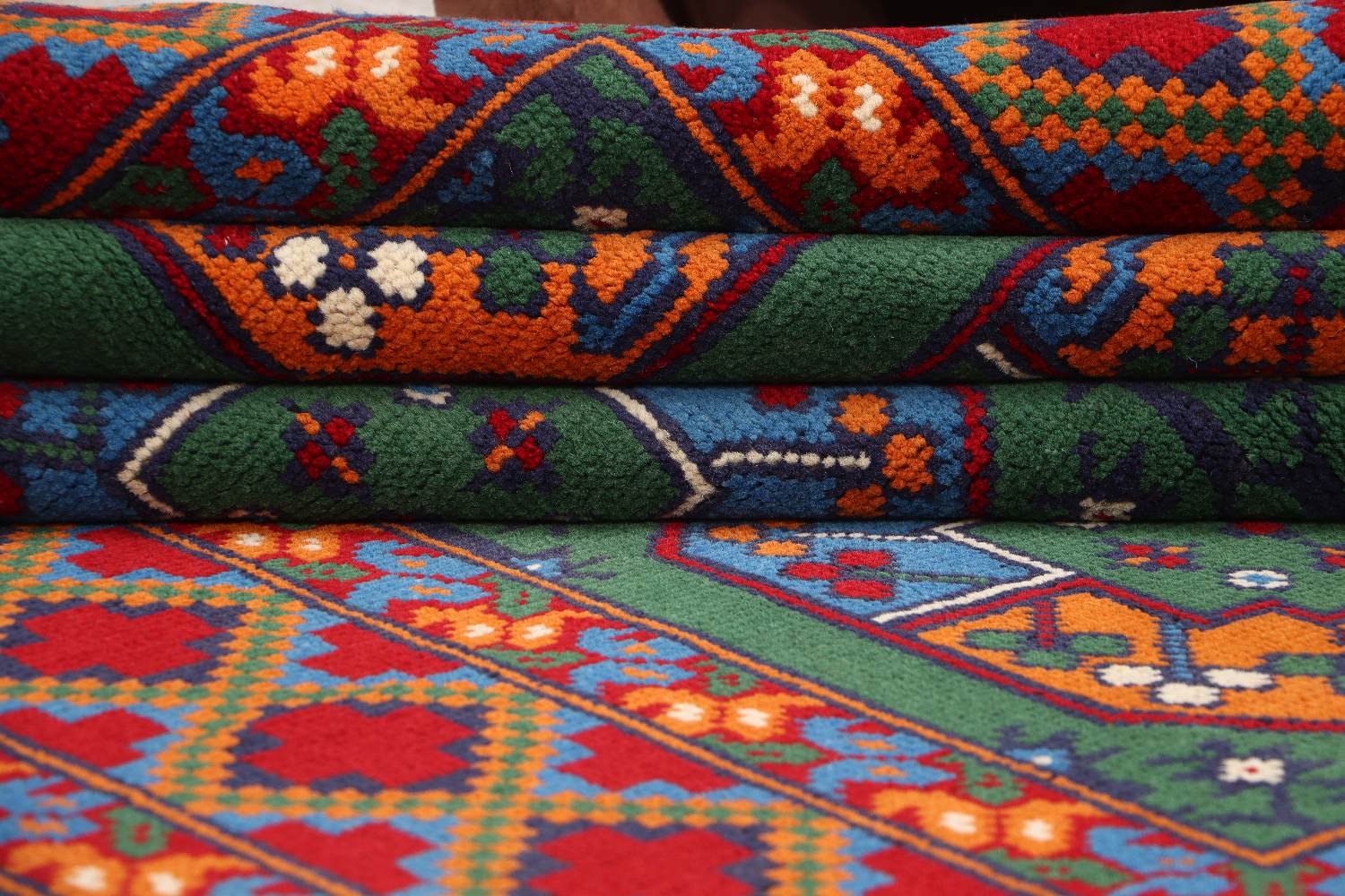 Afghan Akcha Rang Dar Teppich 150x200 Handgeknüpft Grün Durchgemustert Orient Kurzflor